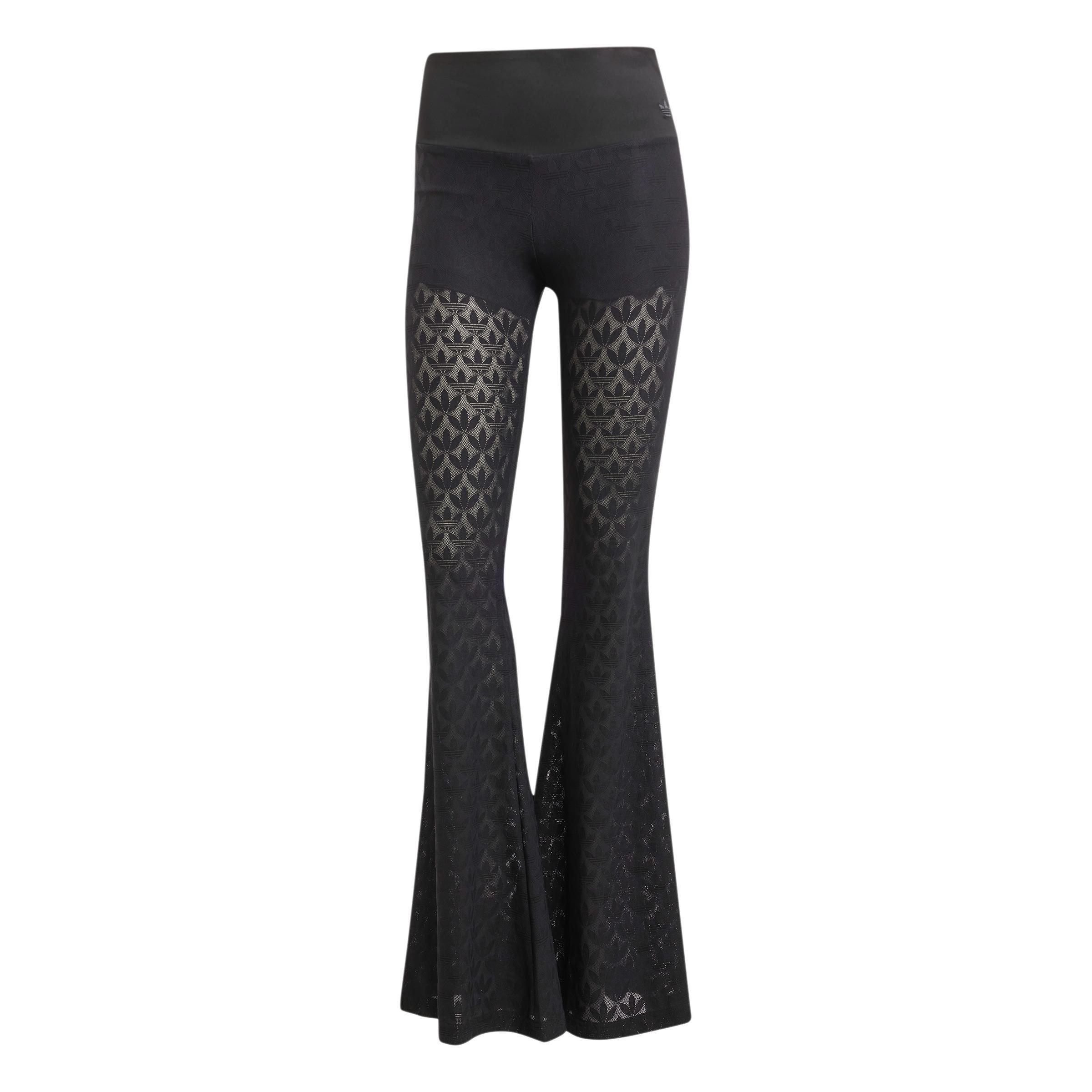 Fashion Monogram Lace Flared Trousers, Black, , large image number 1