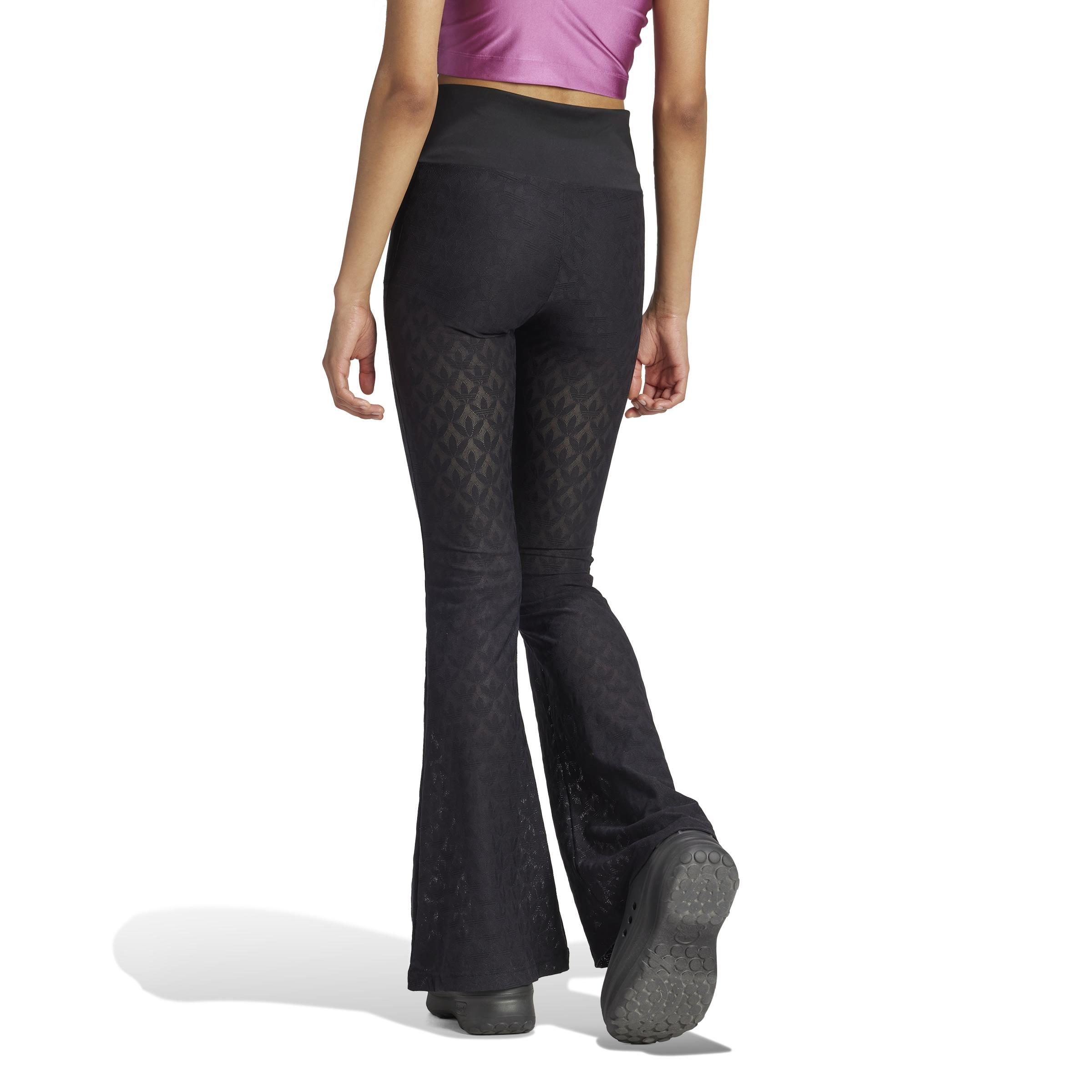 Fashion Monogram Lace Flared Trousers, Black, , large image number 2