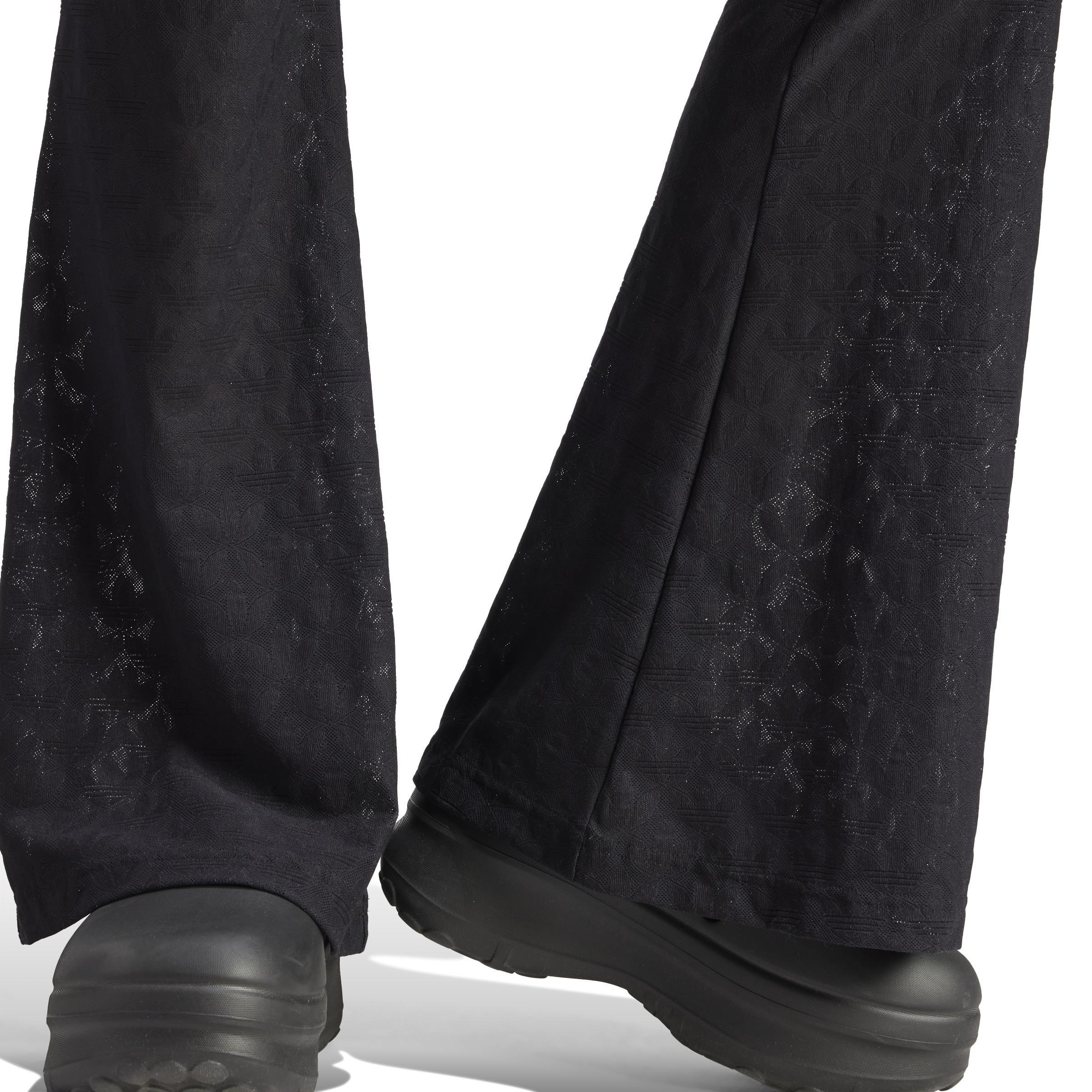 Fashion Monogram Lace Flared Trousers, Black, , large image number 4