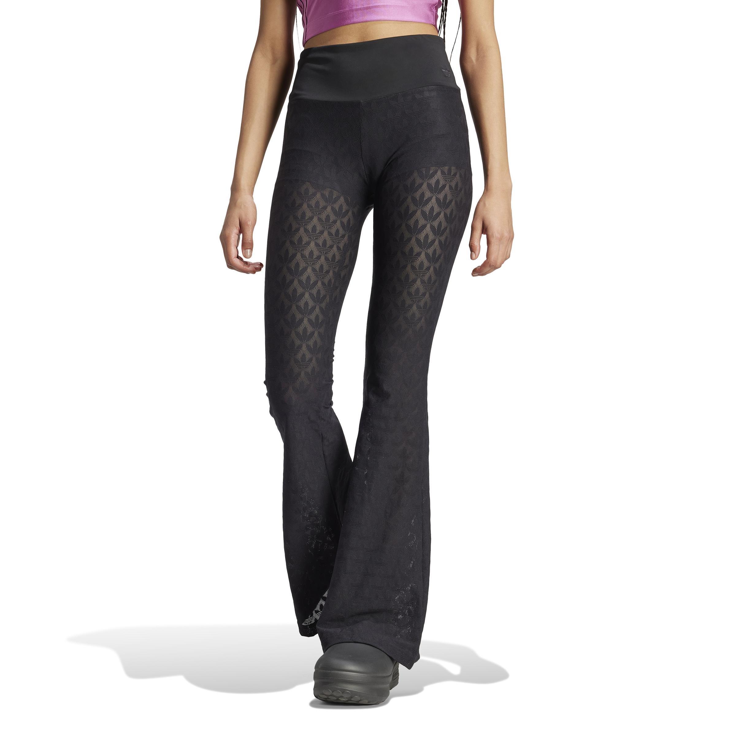 Fashion Monogram Lace Flared Trousers, Black, , large image number 6