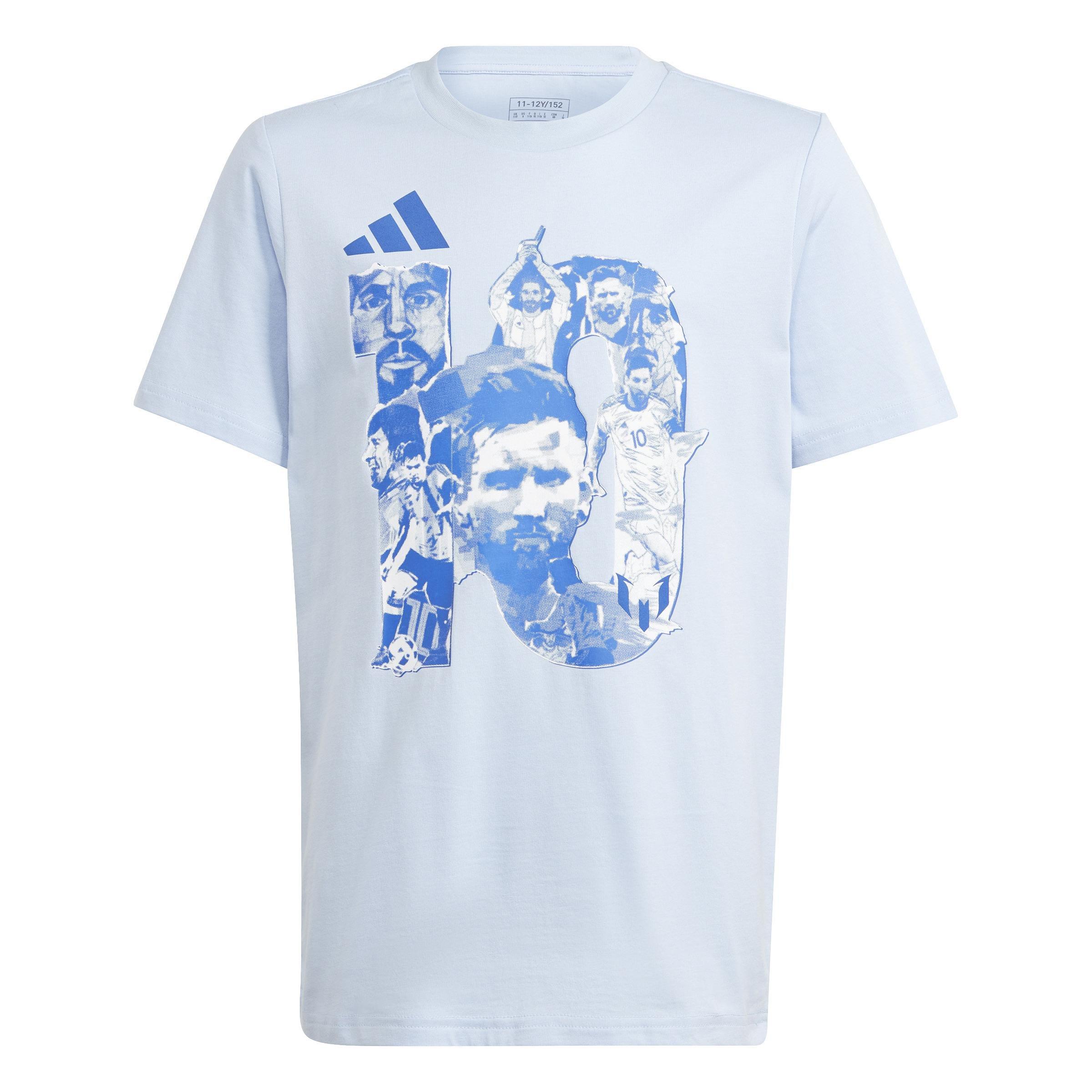 Kids Messi Football Graphic T-Shirt, Blue, , large image number 0