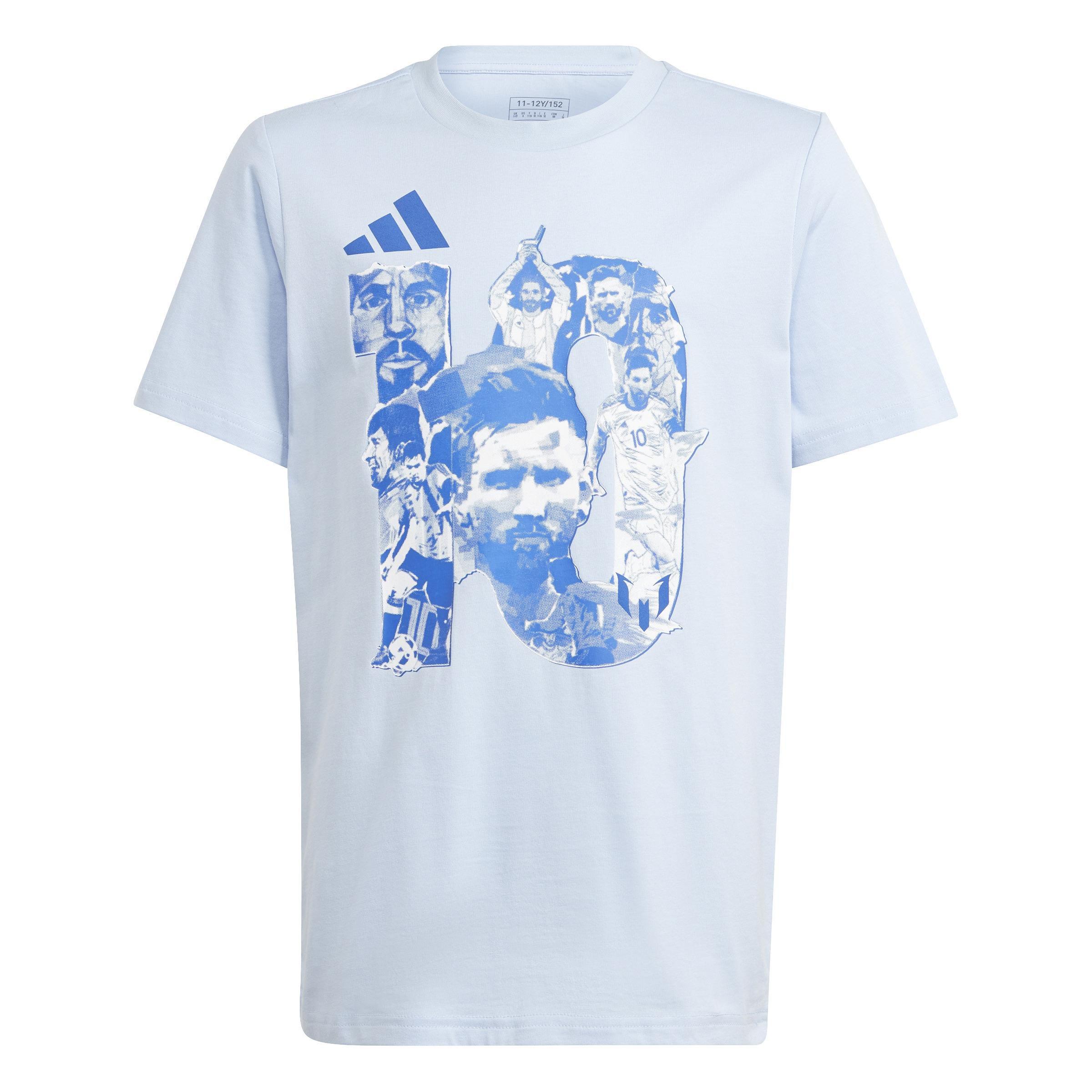 Kids Messi Football Graphic T-Shirt, Blue, , large image number 1