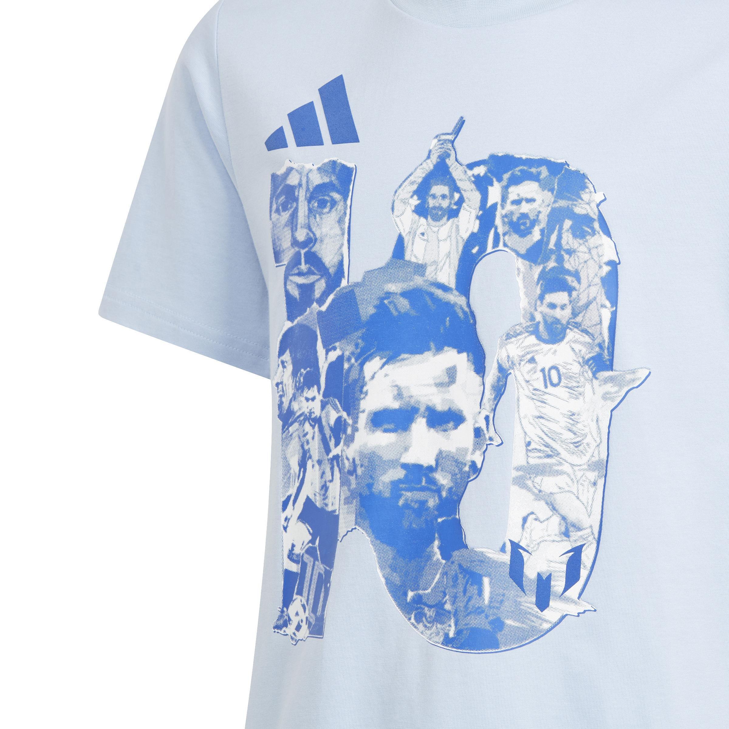 Kids Messi Football Graphic T-Shirt, Blue, , large image number 4