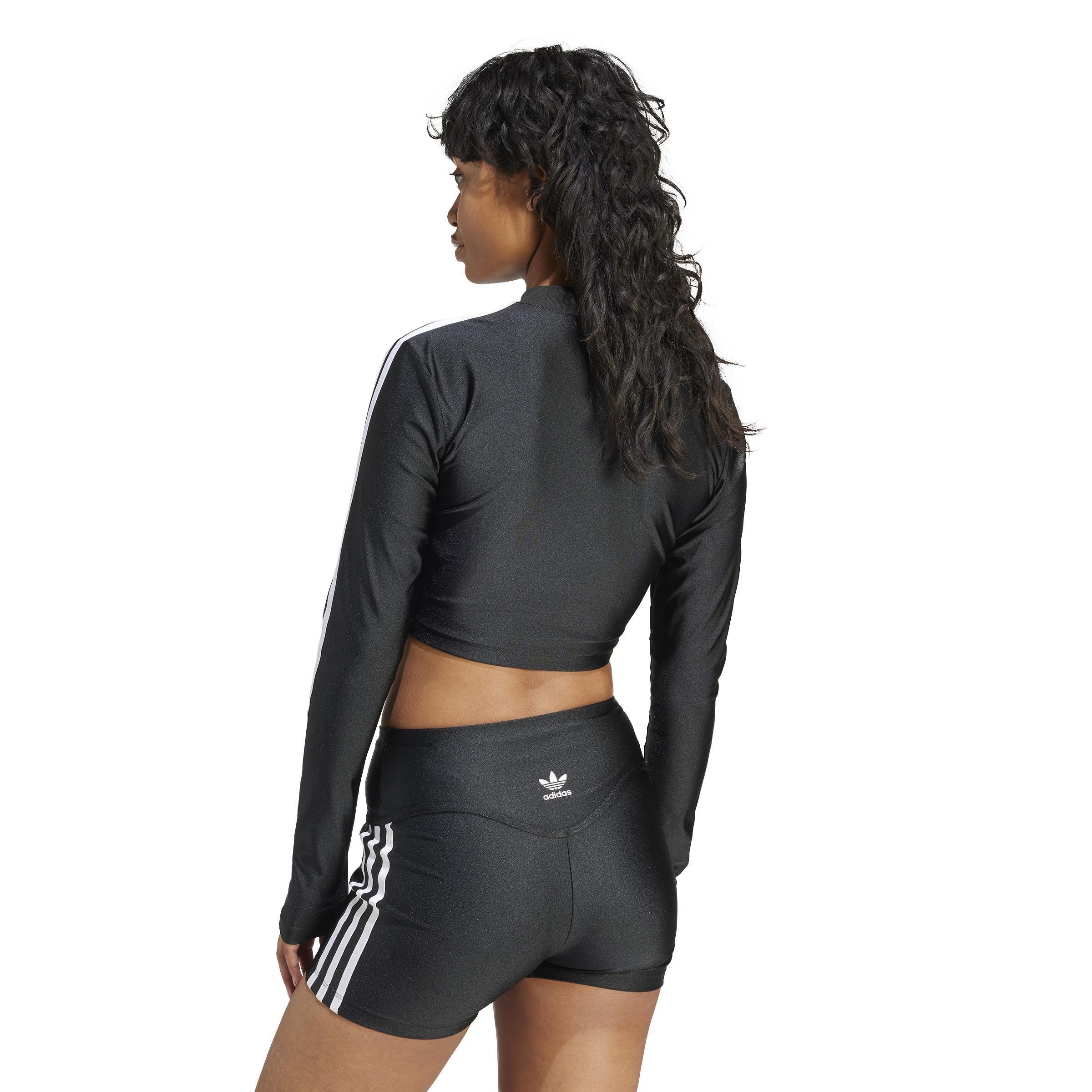 3-Stripes Cropped Long-Sleeve Top, Black, A901_ONE, large image number 3