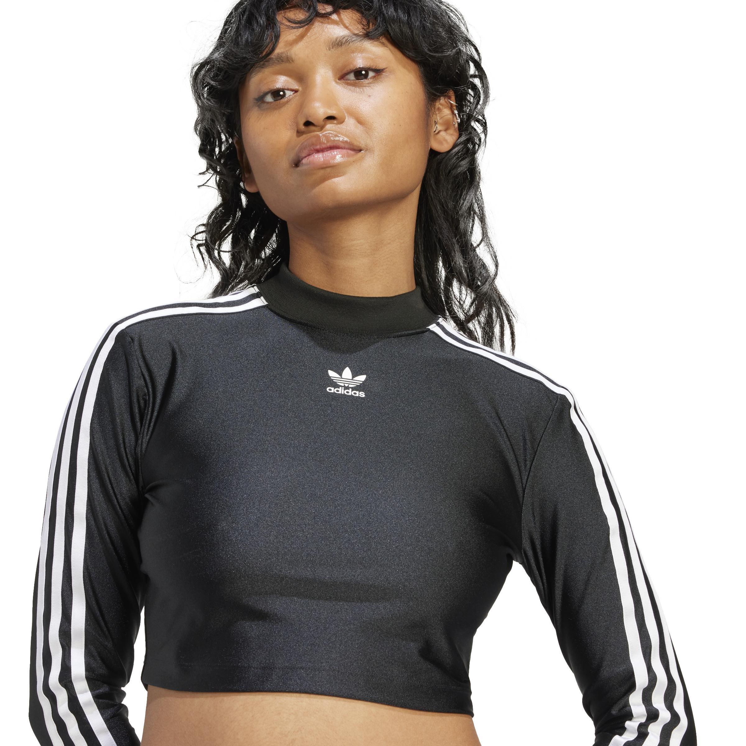 3-Stripes Cropped Long-Sleeve Top, Black, A901_ONE, large image number 4