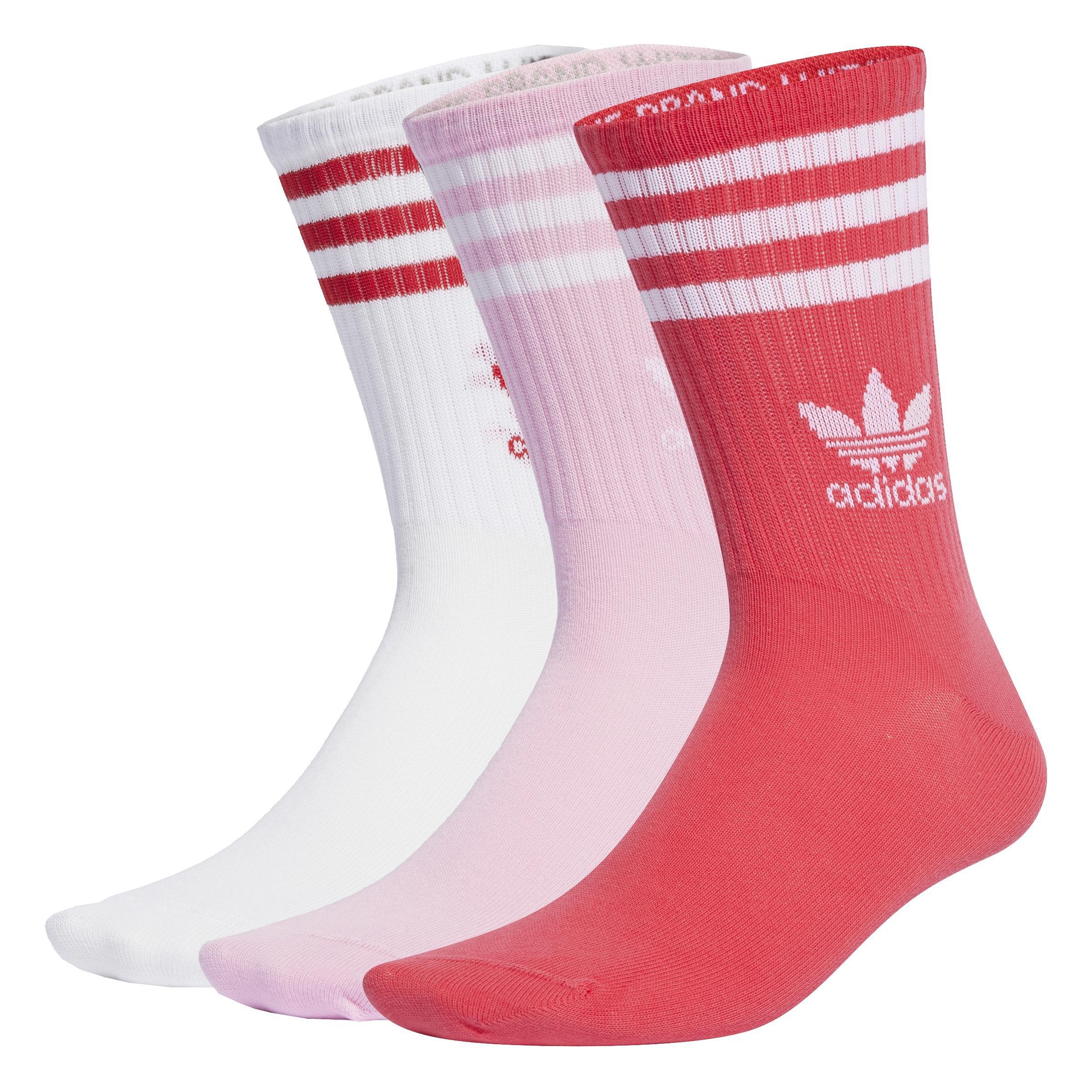 Unisex Mid Cut Crew Socks 3 Pairs, Pink, A901_ONE, large image number 0
