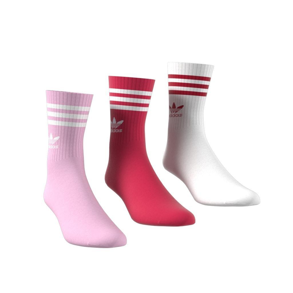 Unisex Mid Cut Crew Socks 3 Pairs, Pink, A901_ONE, large image number 1
