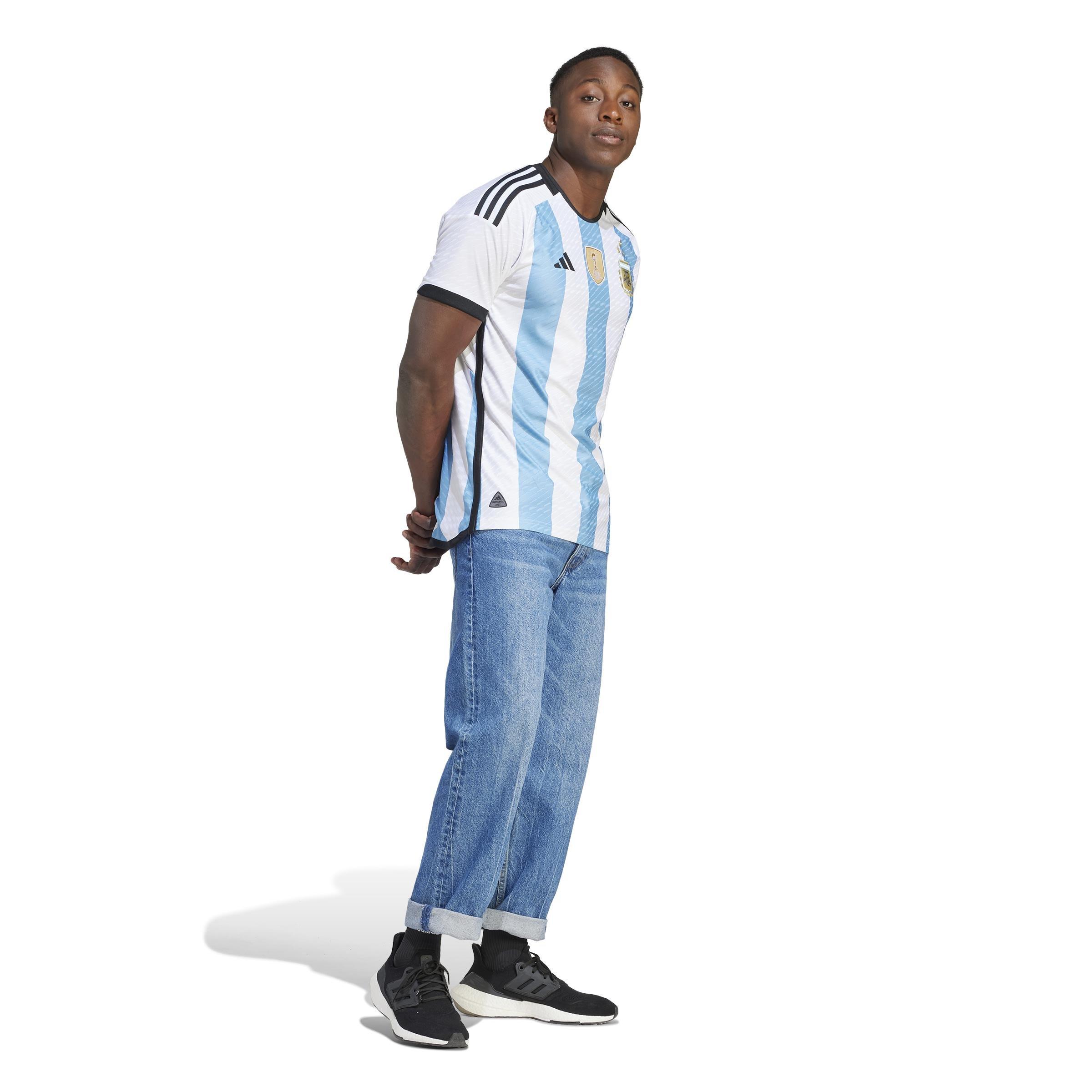 Argentina 22 3 Stars Home Authentic Jersey, White, A901_ONE, large image number 8