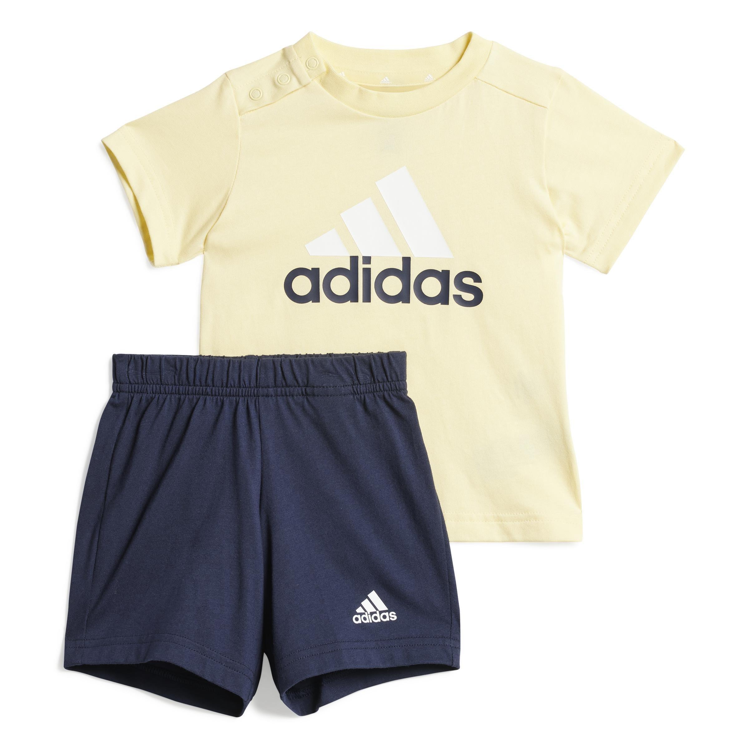 Unisex Kids Essentials Organic Cotton Tee and Shorts Set, Yellow, , large image number 0
