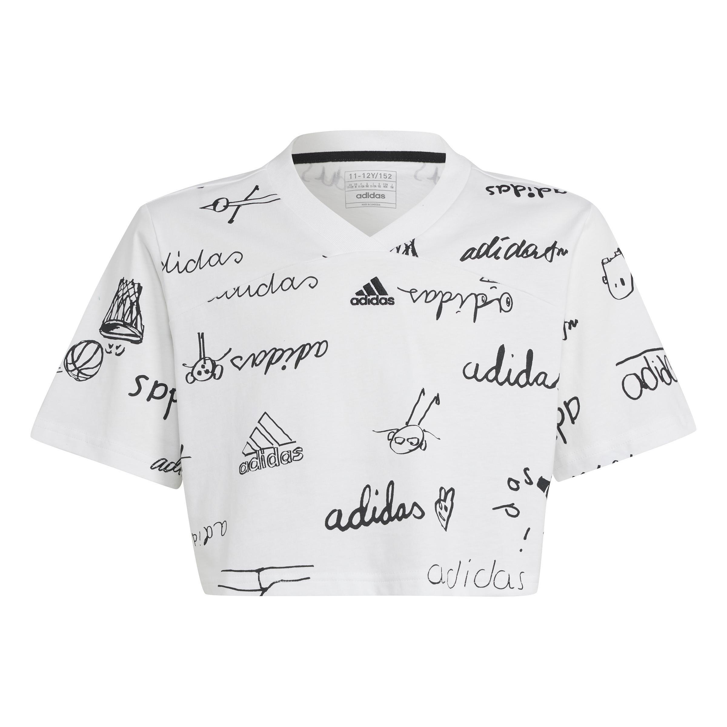 Kids Brand Love Cropped T-Shirt, White, A901_ONE, large image number 0