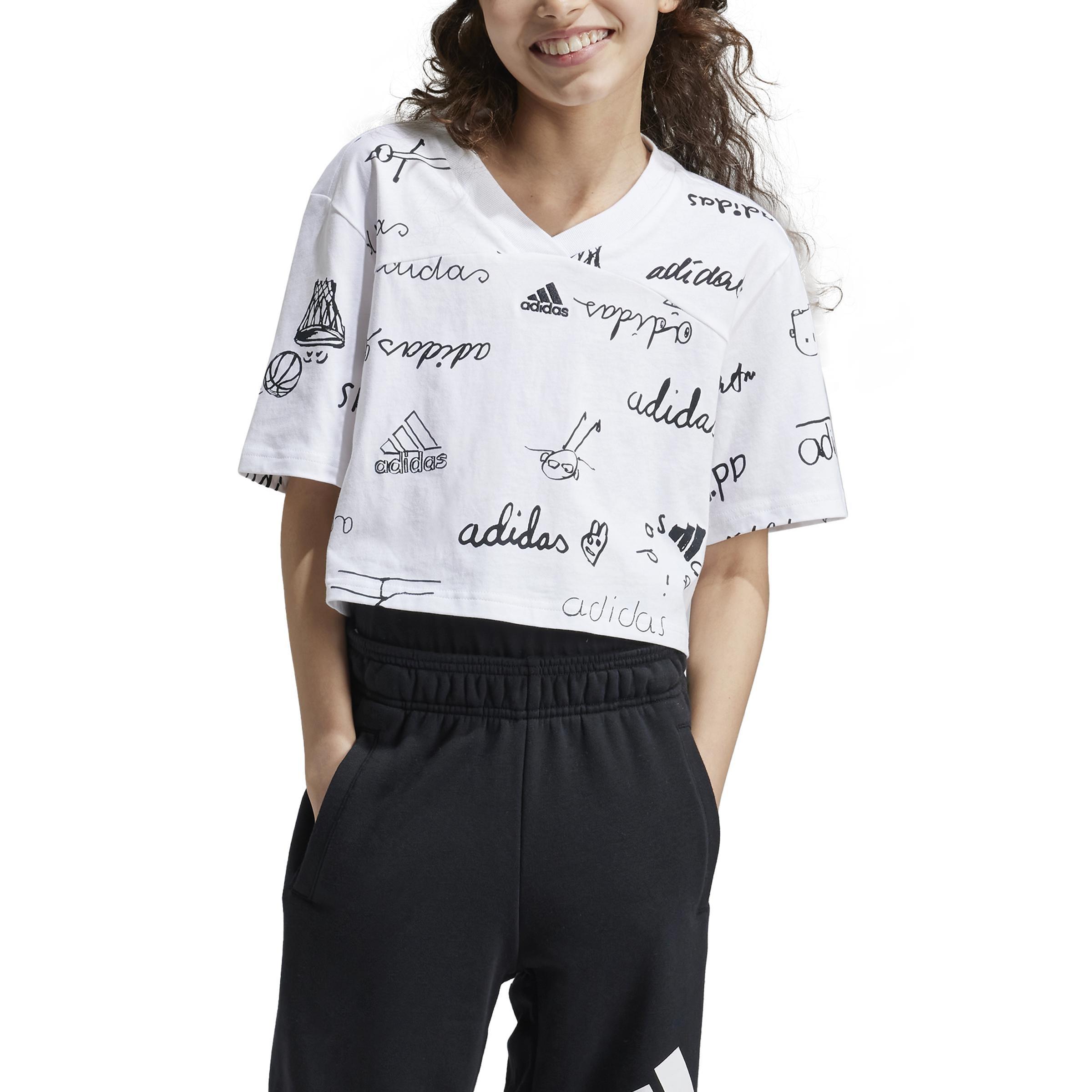 Kids Brand Love Cropped T-Shirt, White, A901_ONE, large image number 1