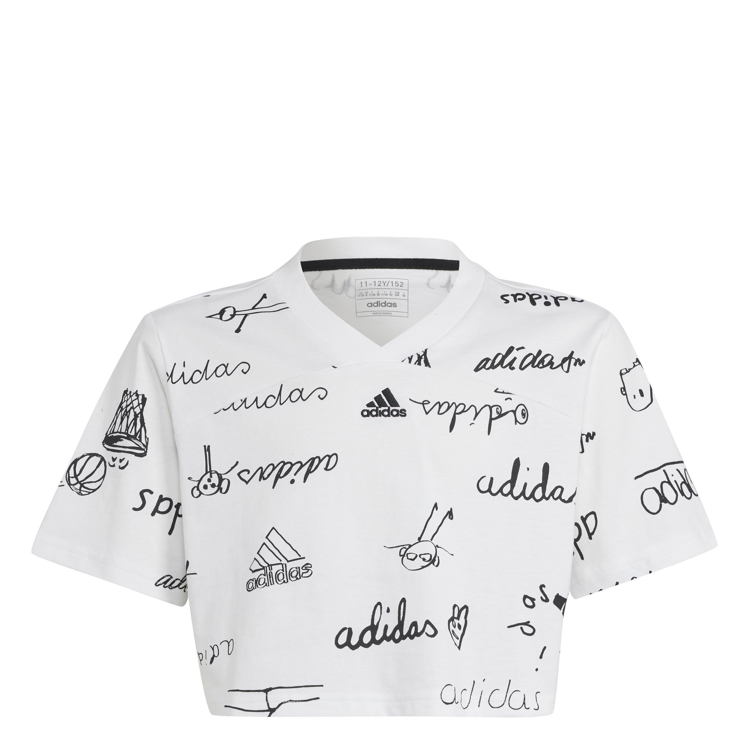Kids Brand Love Cropped T-Shirt, White, A901_ONE, large image number 2