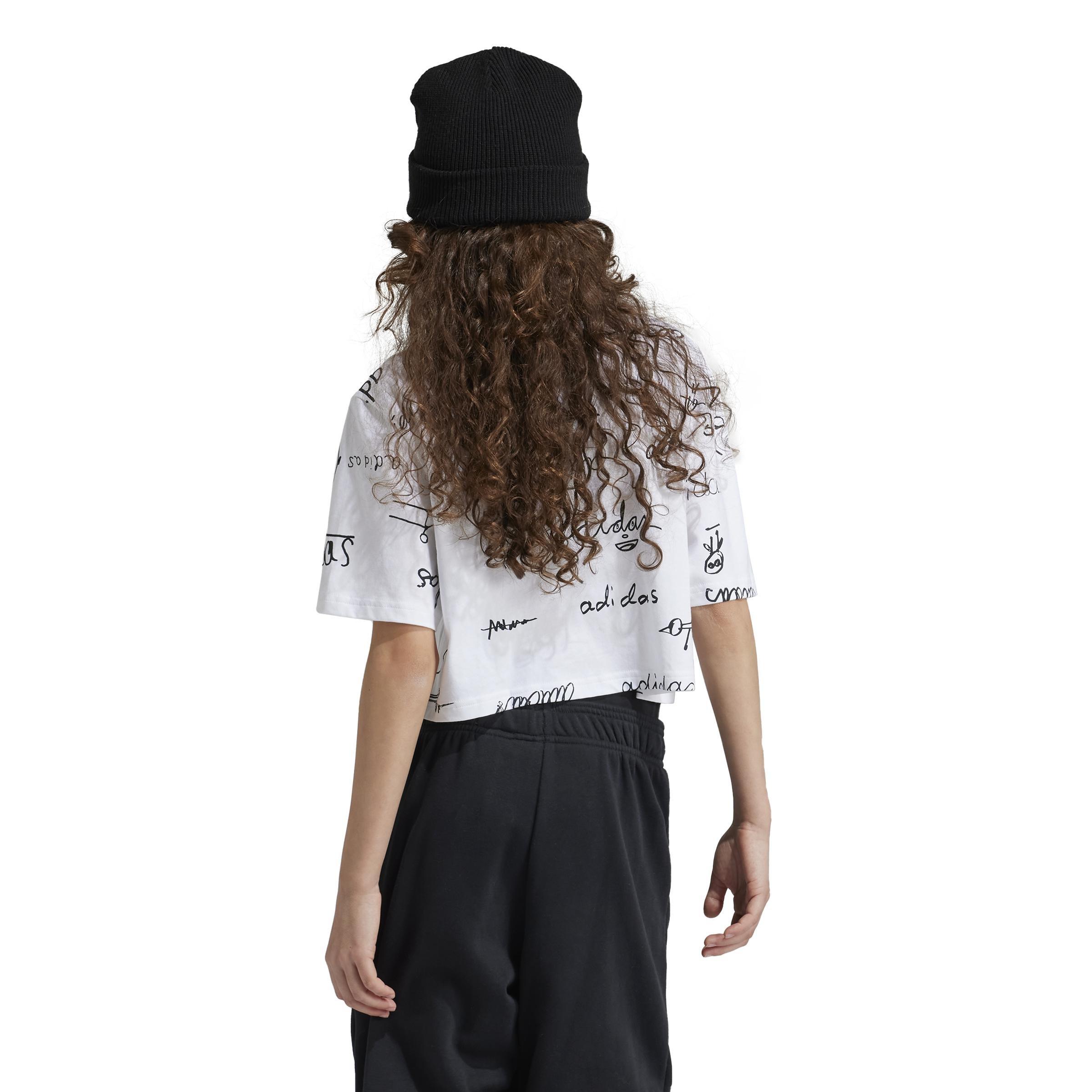 Kids Brand Love Cropped T-Shirt, White, A901_ONE, large image number 3