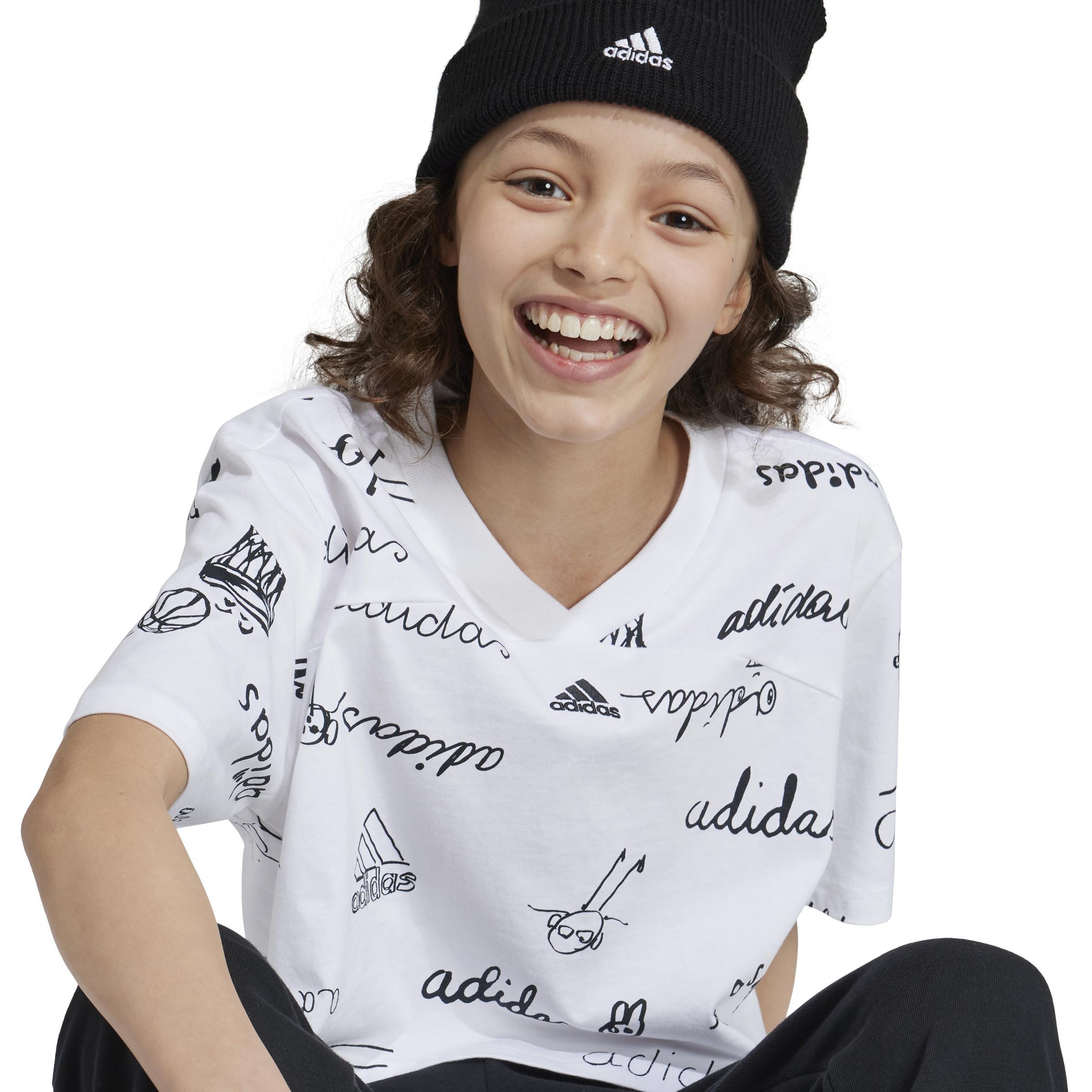 Kids Brand Love Cropped T-Shirt, White, A901_ONE, large image number 5