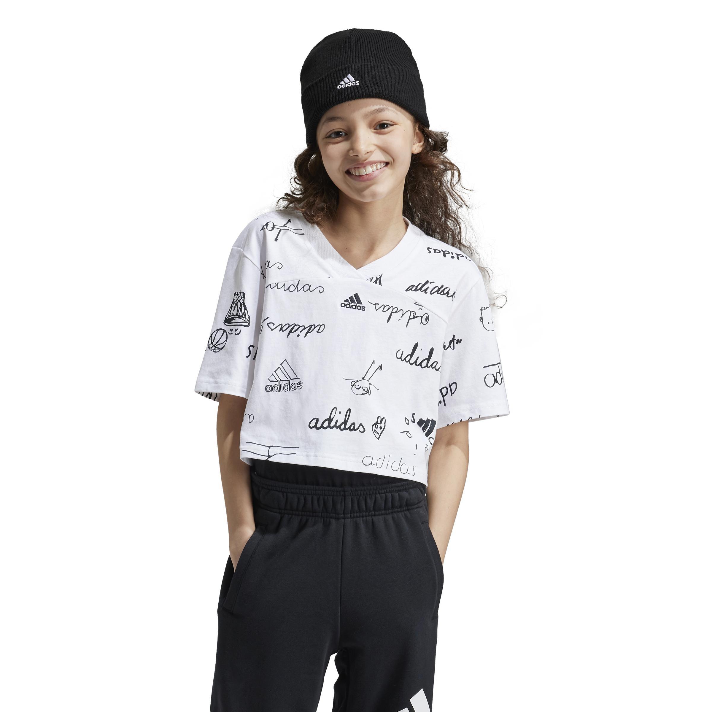 Kids Brand Love Cropped T-Shirt, White, A901_ONE, large image number 6