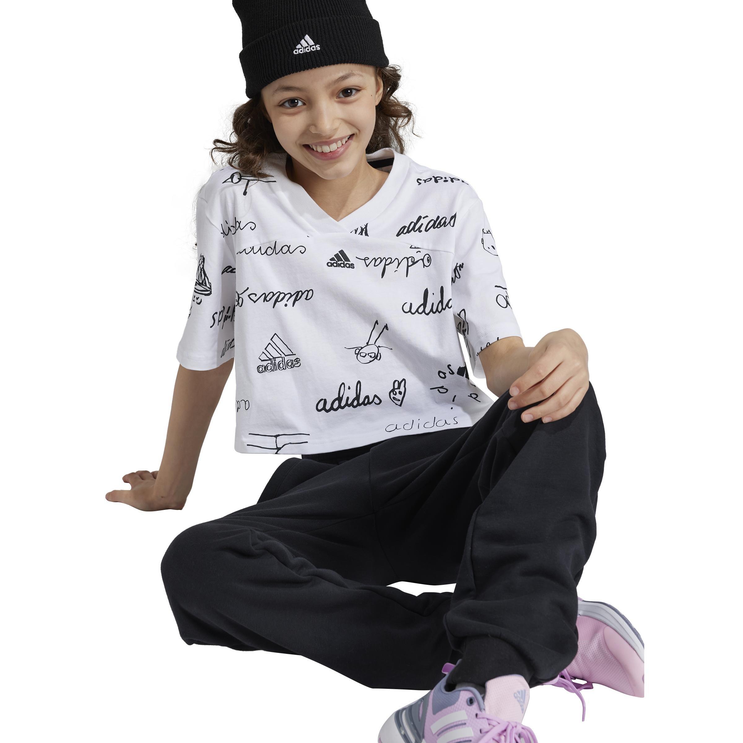 Kids Brand Love Cropped T-Shirt, White, A901_ONE, large image number 7