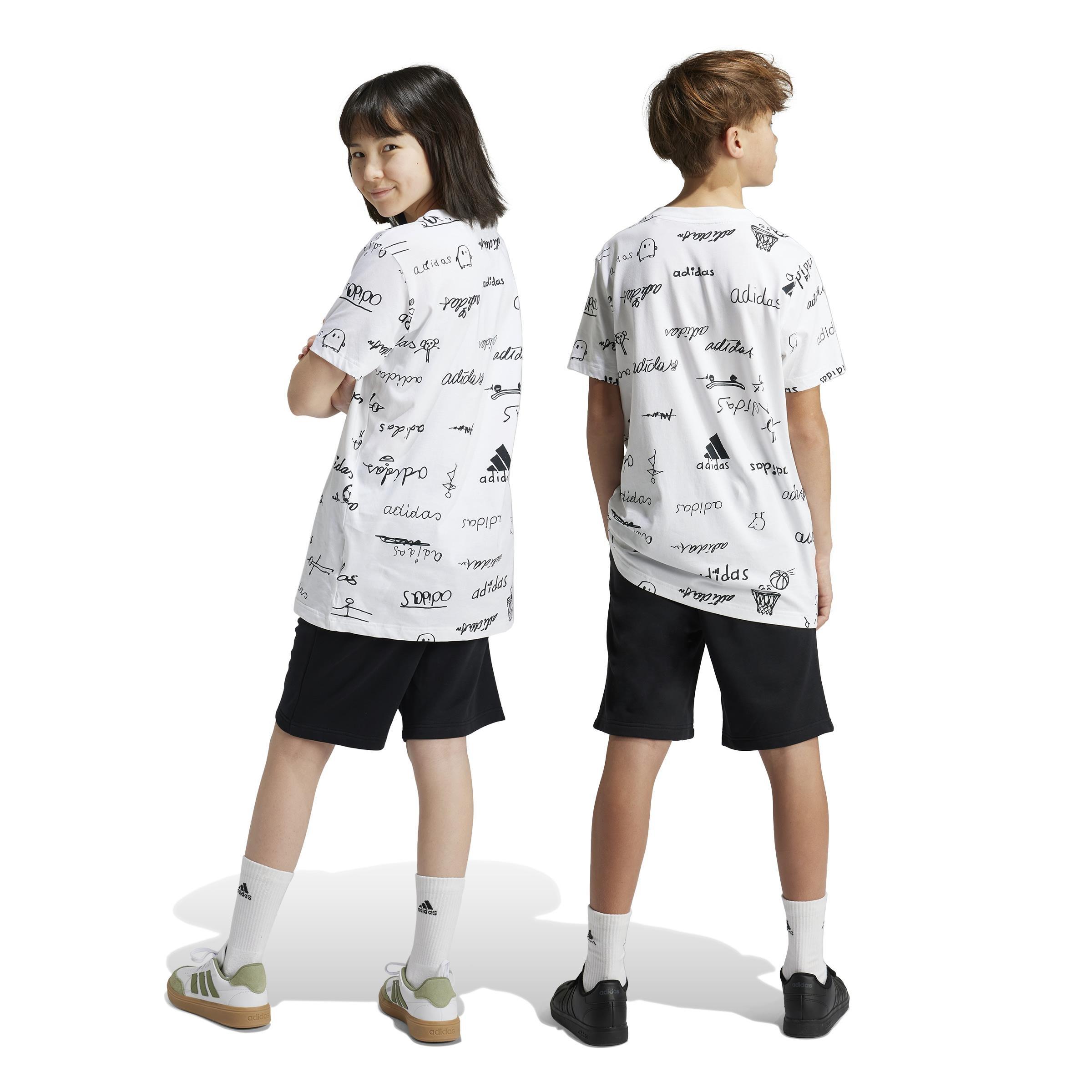 Unisex Kids Brand Love Shorts, Multicolour, A901_ONE, large image number 2