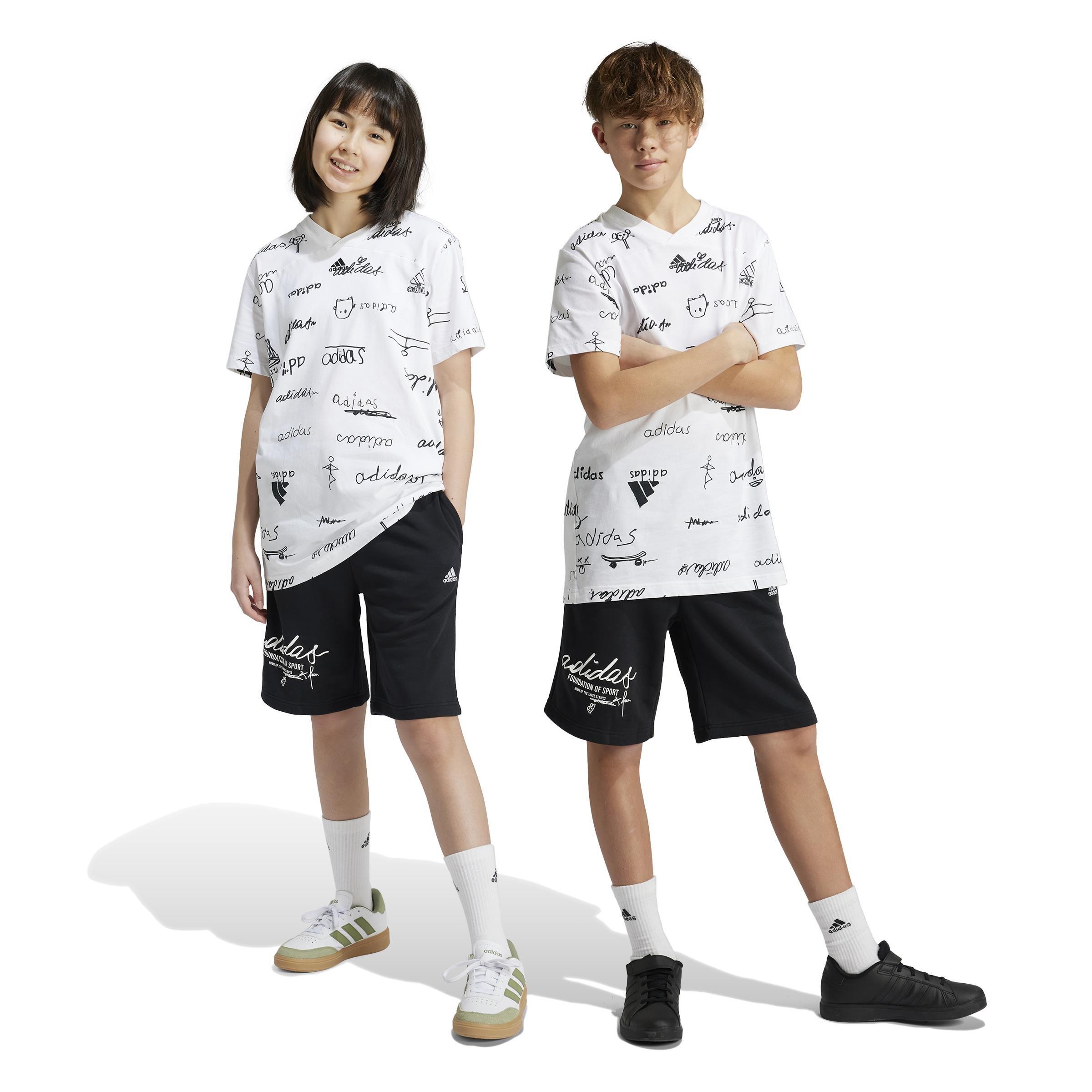 Unisex Kids Brand Love Shorts, Multicolour, A901_ONE, large image number 13