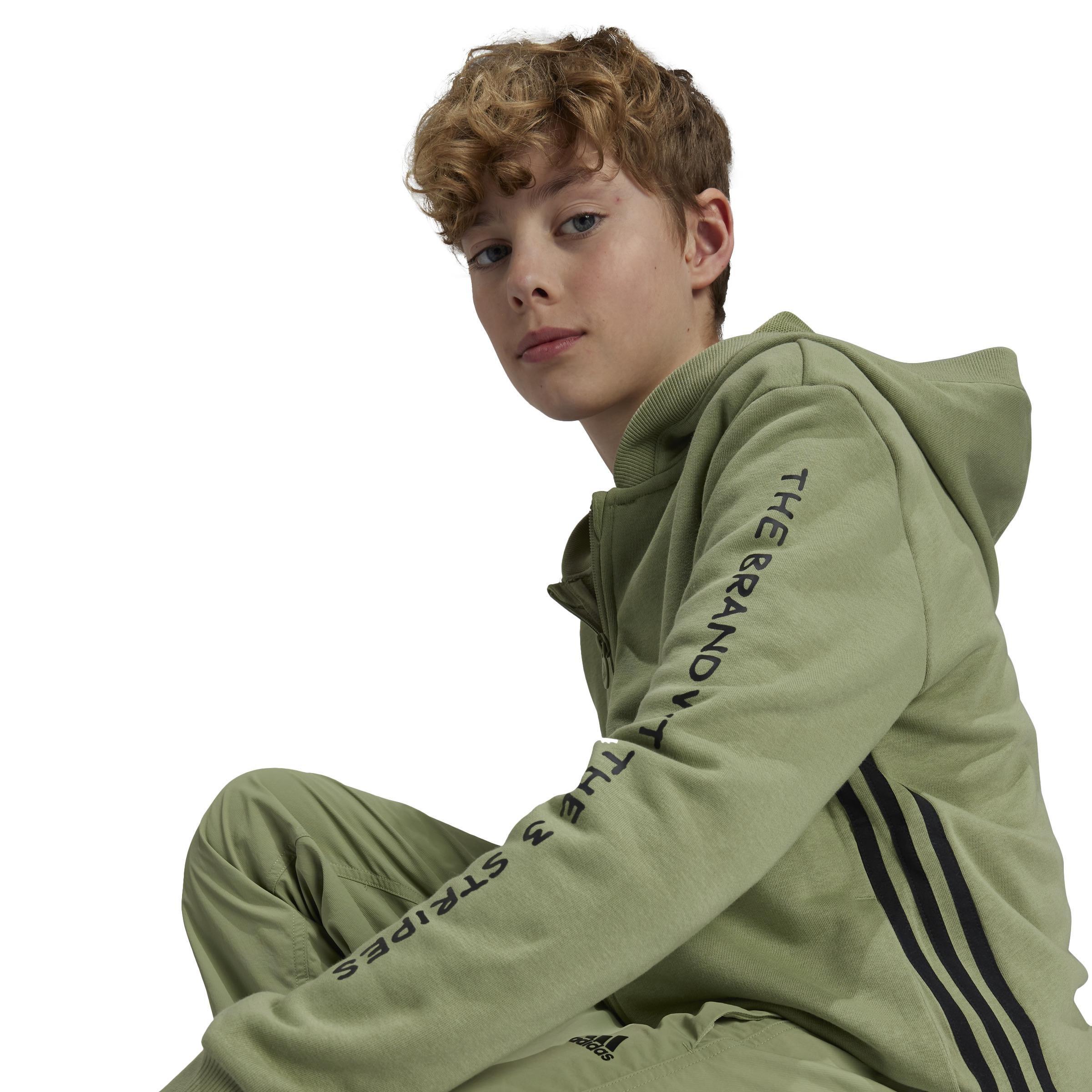Unisex Kids Street Jam Full-Zip Hoodie, Green, A901_ONE, large image number 3