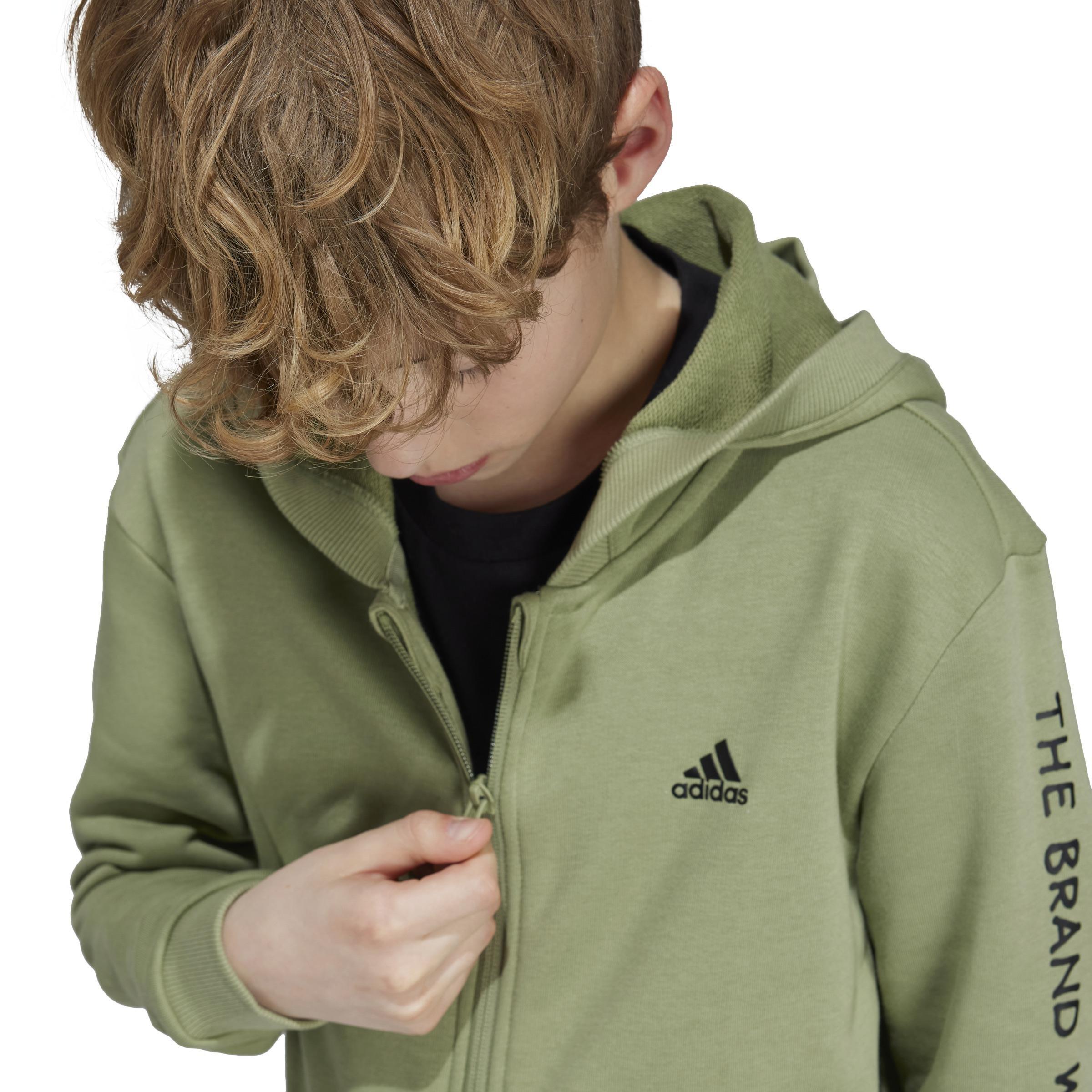 Unisex Kids Street Jam Full-Zip Hoodie, Green, A901_ONE, large image number 4