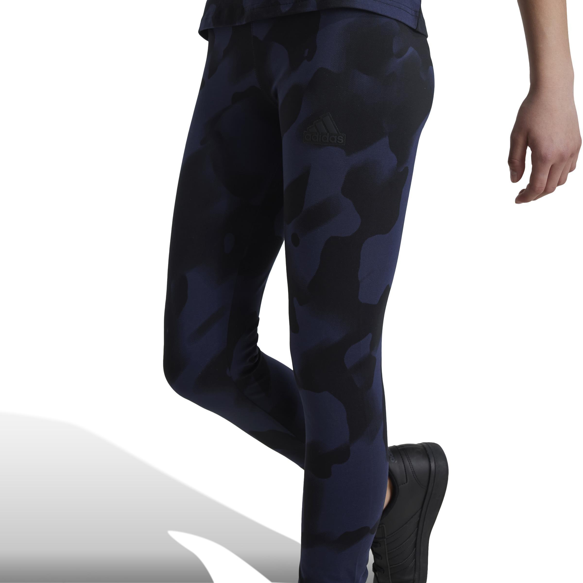 Kids Future Icons Camo Print 7/8 Leggings, Black, , large image number 4