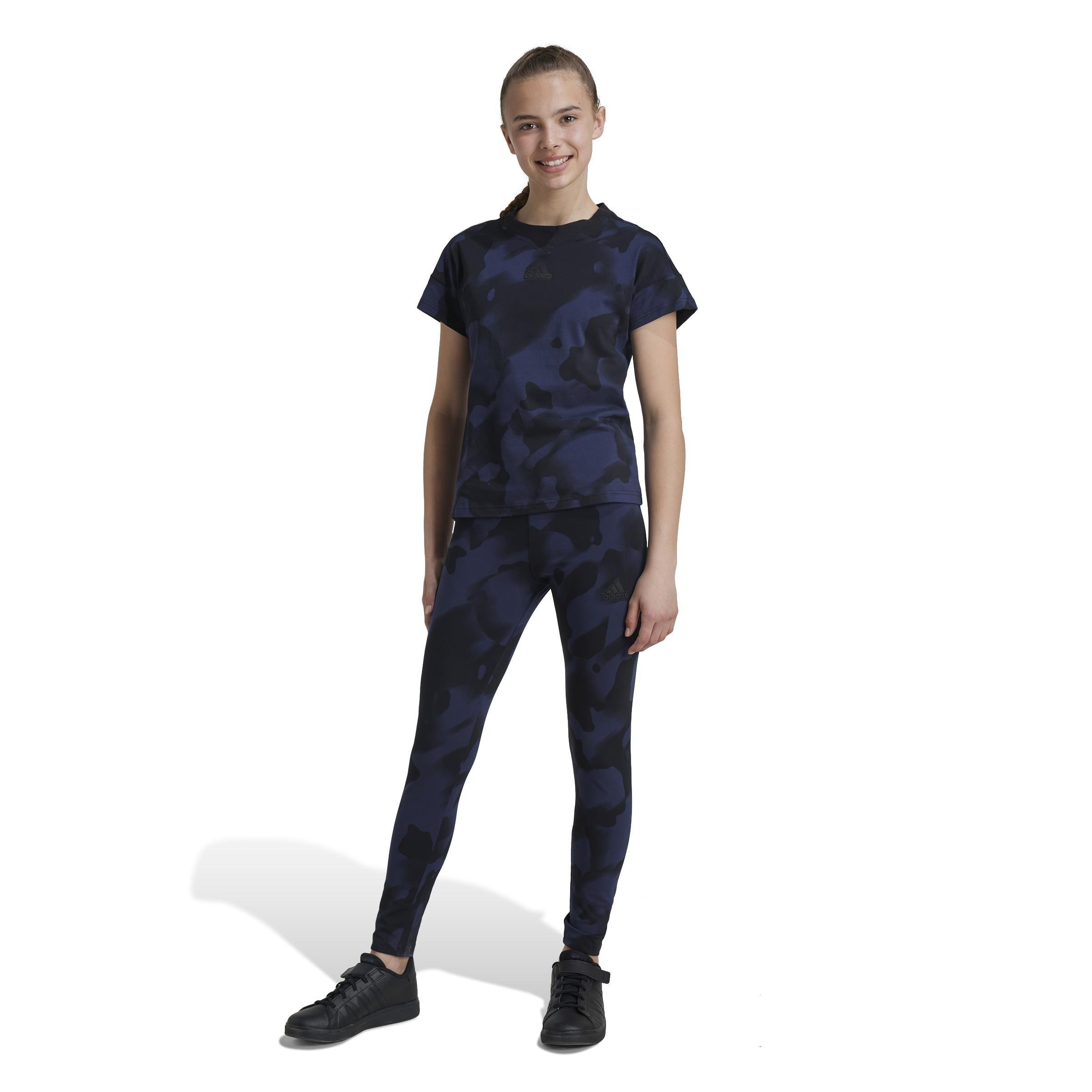 Kids Future Icons Camo Print 7/8 Leggings, Black, , large image number 5