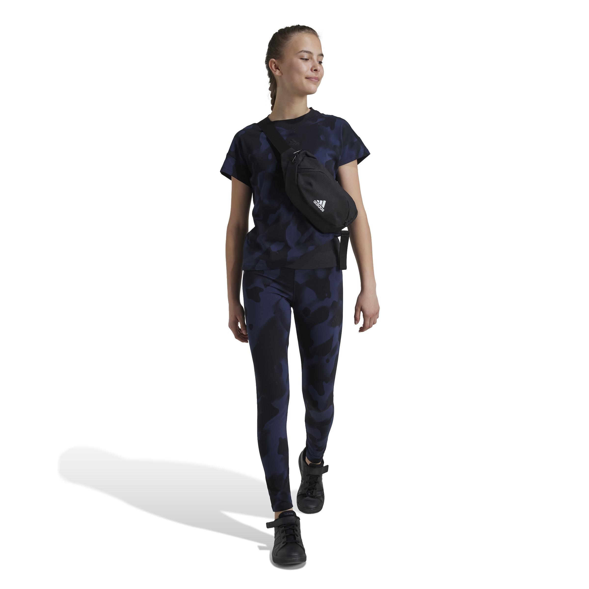 Kids Future Icons Camo Print 7/8 Leggings, Black, , large image number 7