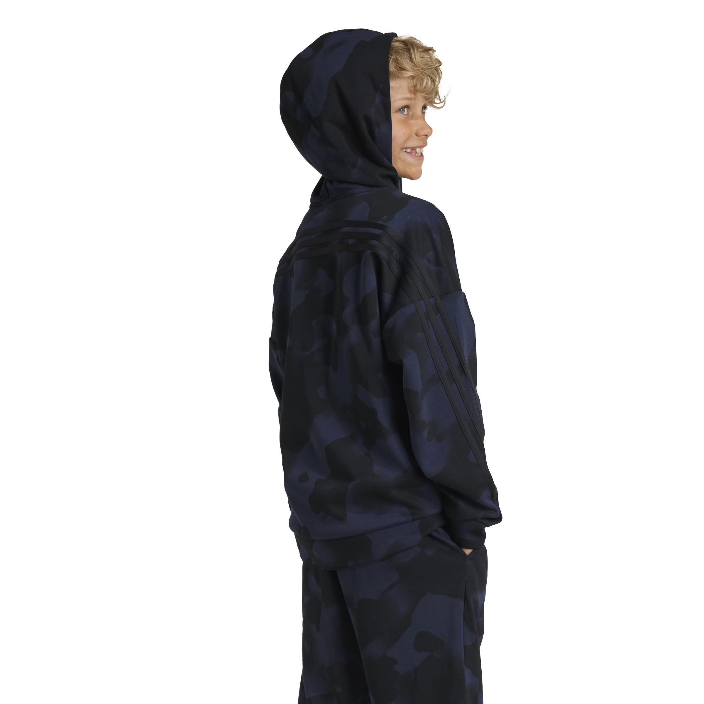 Unisex Kids Future Icons Camo Printed Hoodie, Black, A901_ONE, large image number 3