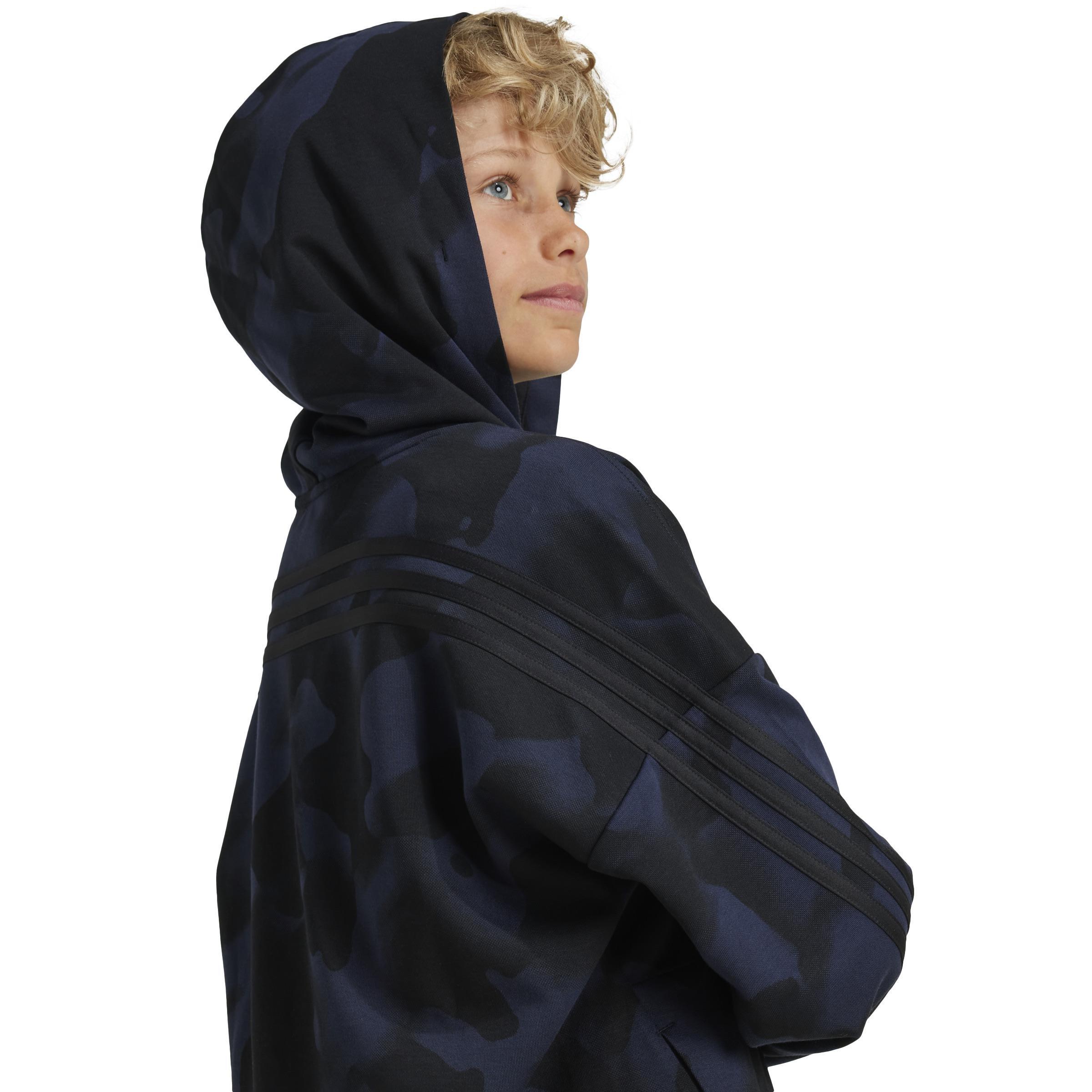 Unisex Kids Future Icons Camo Printed Hoodie, Black, A901_ONE, large image number 4