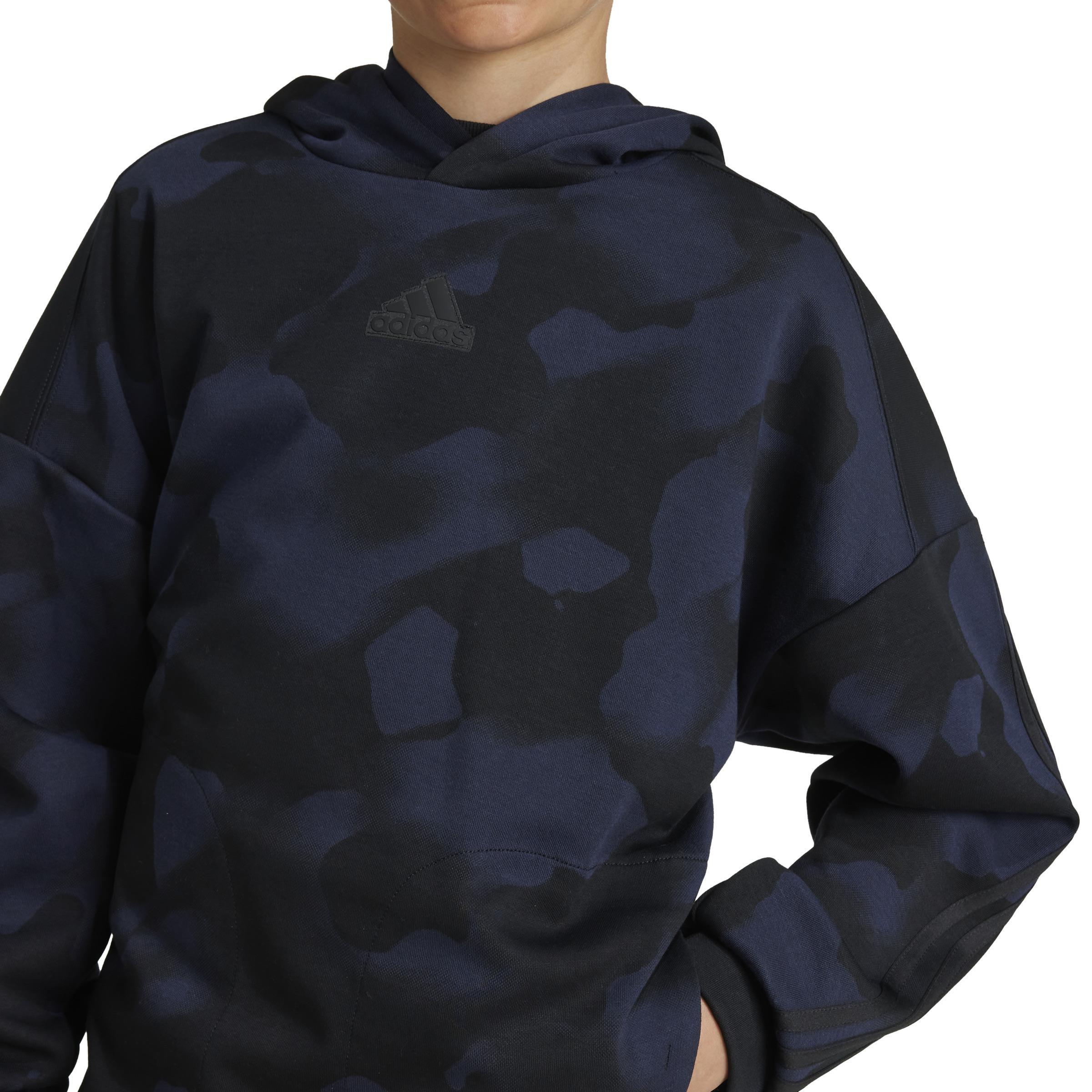 Unisex Kids Future Icons Camo Printed Hoodie, Black, A901_ONE, large image number 5