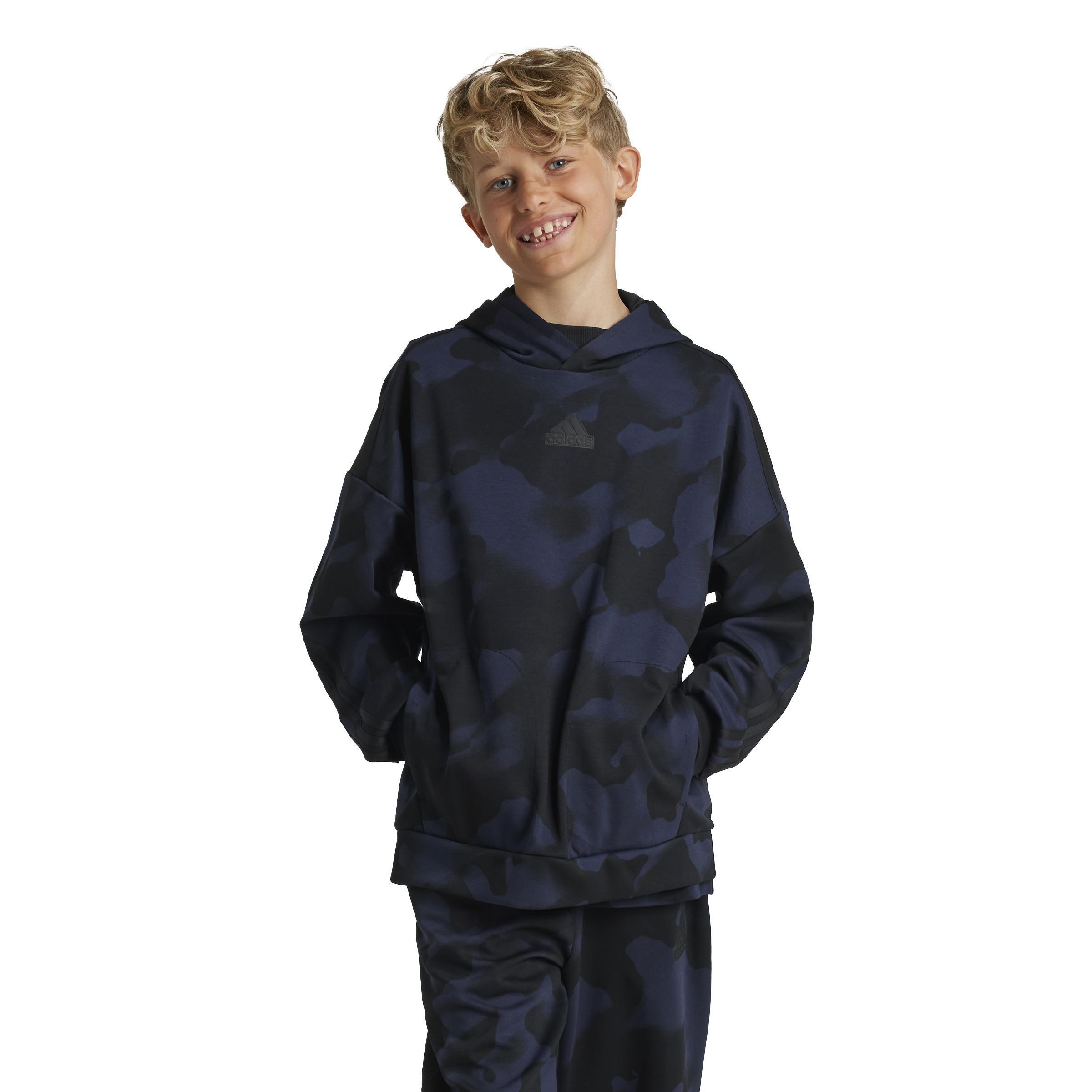 Unisex Kids Future Icons Camo Printed Hoodie, Black, A901_ONE, large image number 6