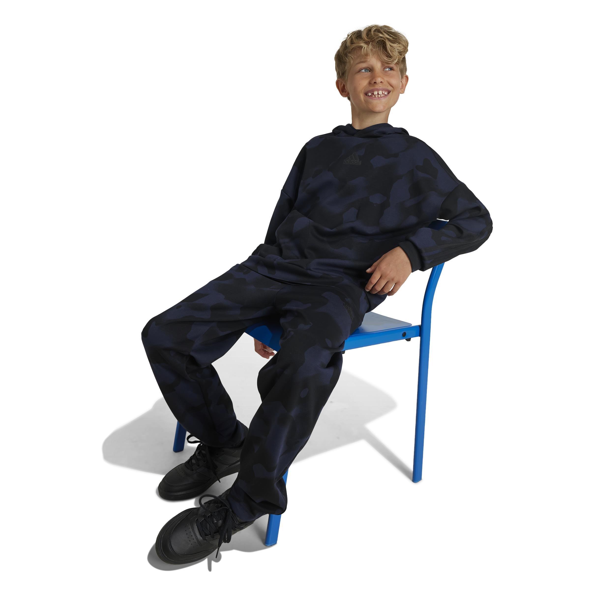 Unisex Kids Future Icons Camo Printed Hoodie, Black, A901_ONE, large image number 7