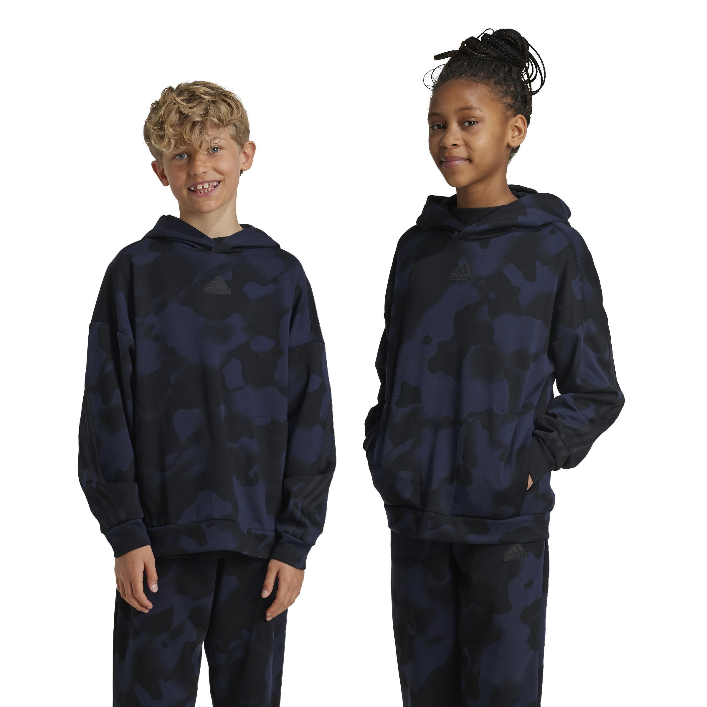 Unisex Kids Future Icons Camo Printed Hoodie, Black, A901_ONE, large image number 8