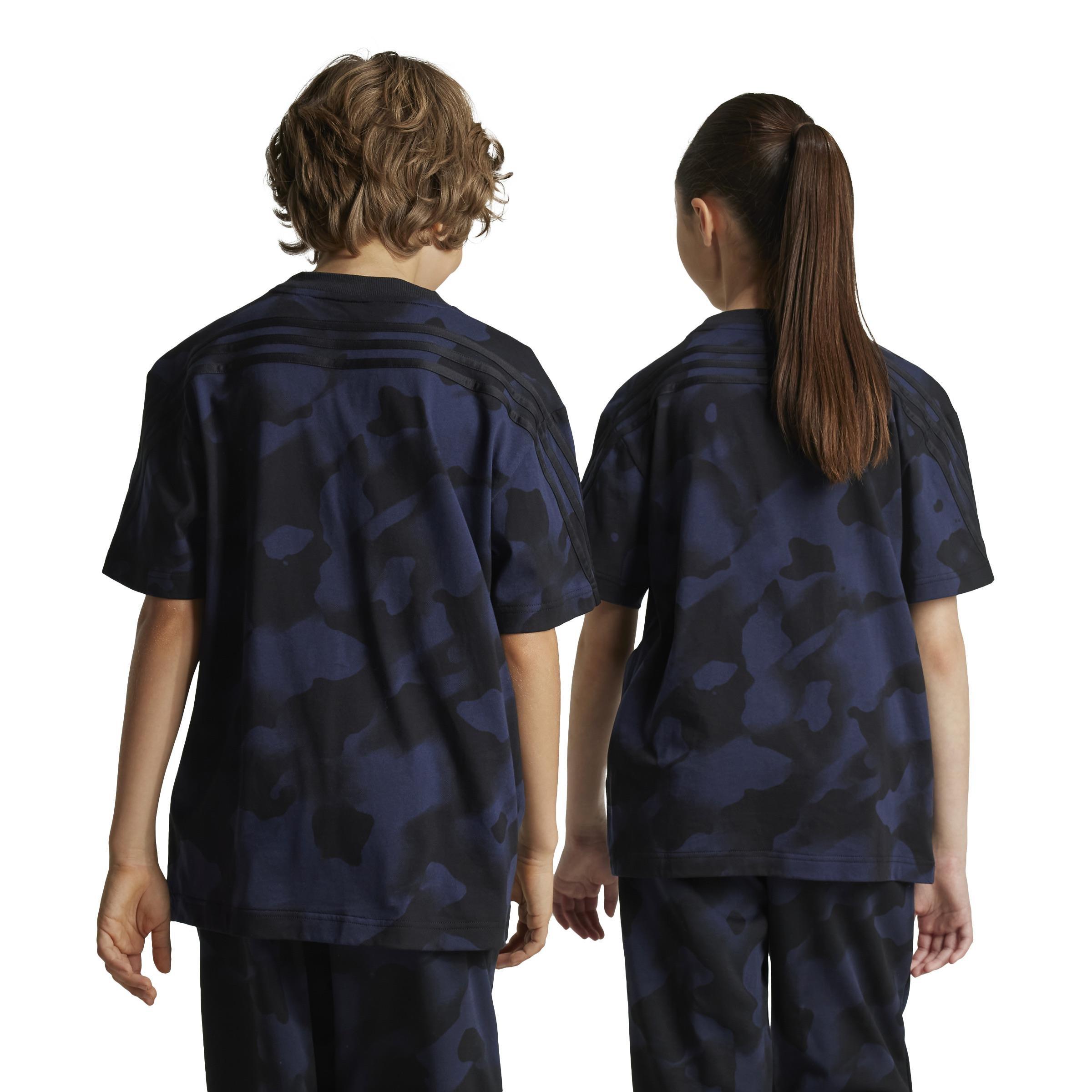 Unisex Kids Future Icons Camo Printed T-Shirt, Black, A901_ONE, large image number 2