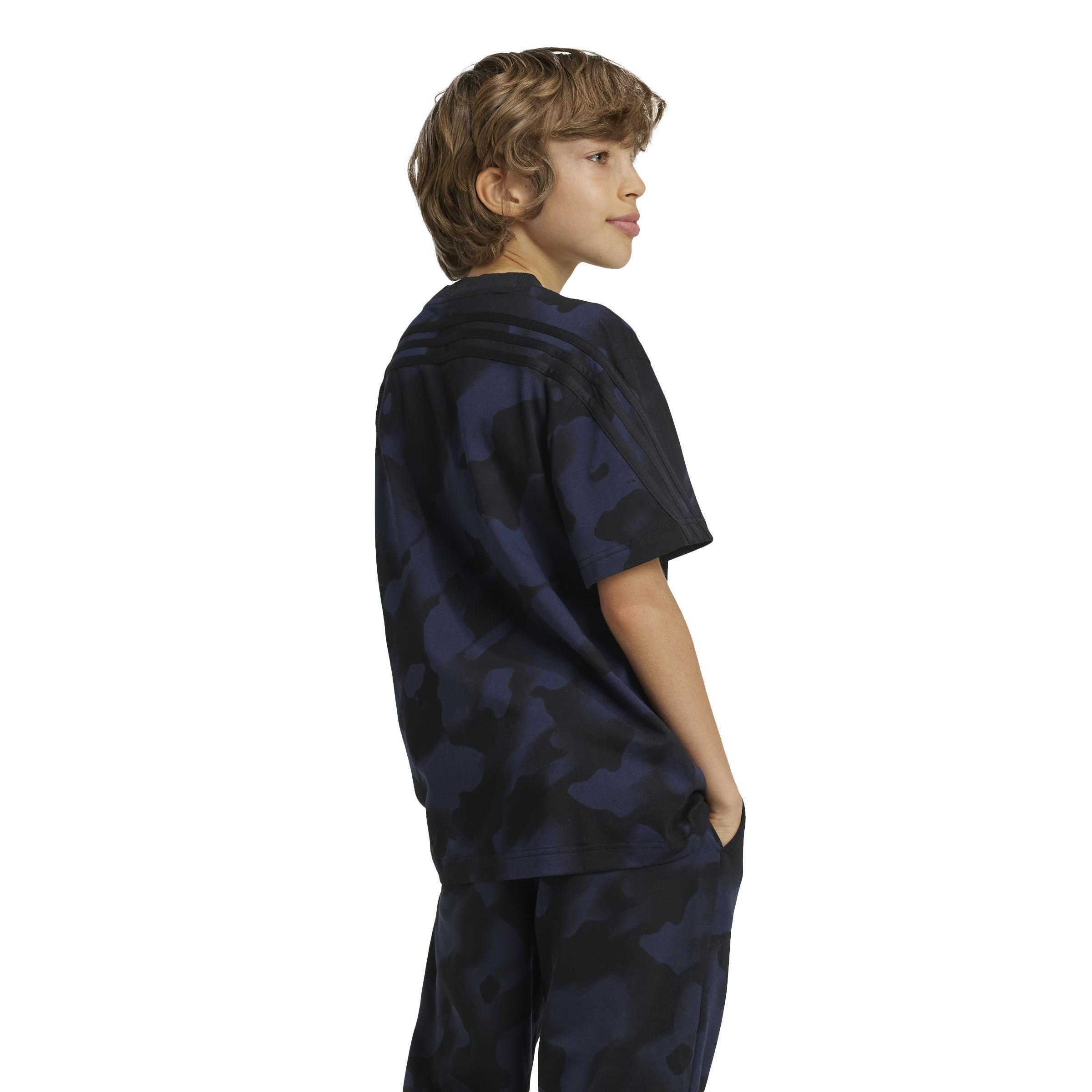 Unisex Kids Future Icons Camo Printed T-Shirt, Black, A901_ONE, large image number 3