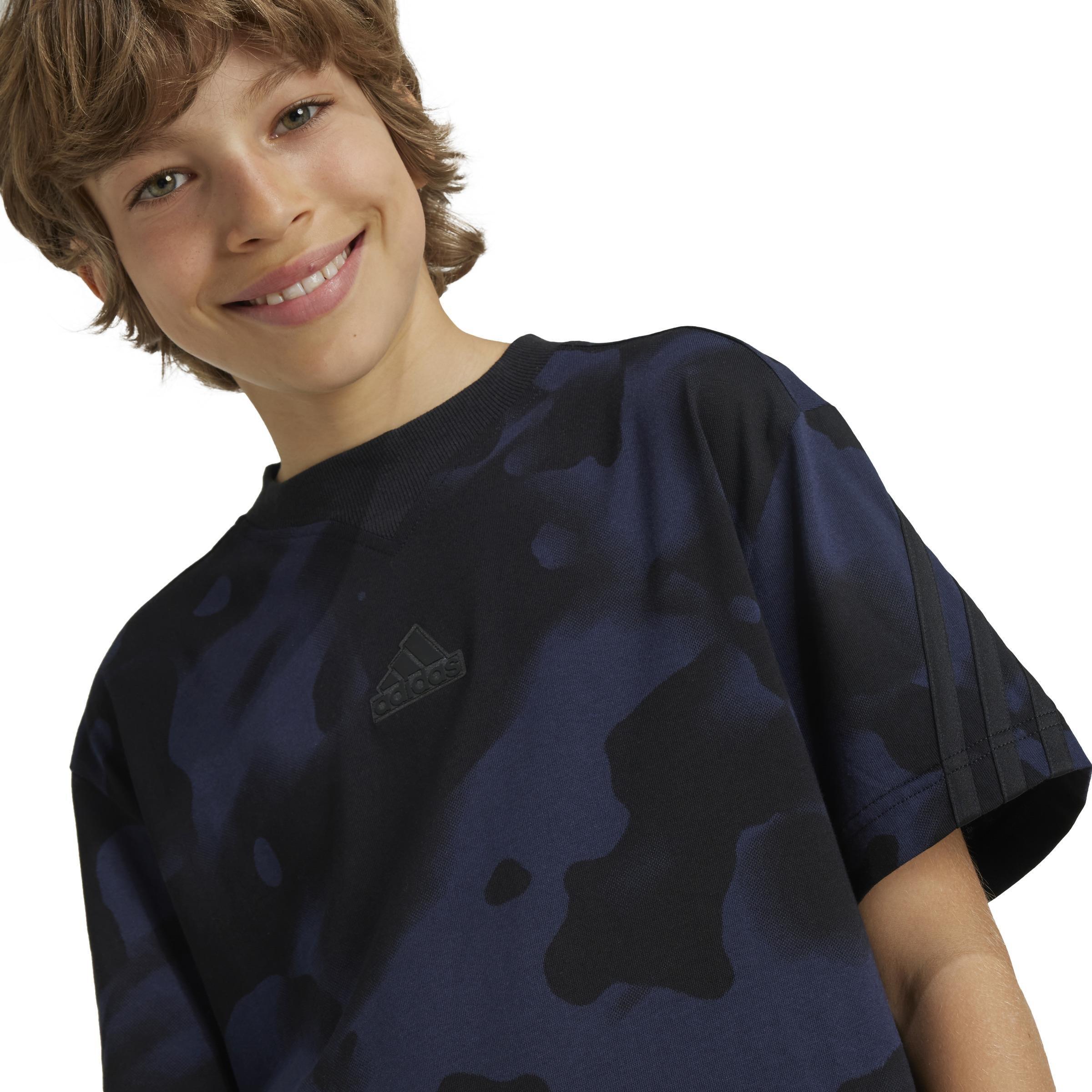 Unisex Kids Future Icons Camo Printed T-Shirt, Black, A901_ONE, large image number 5