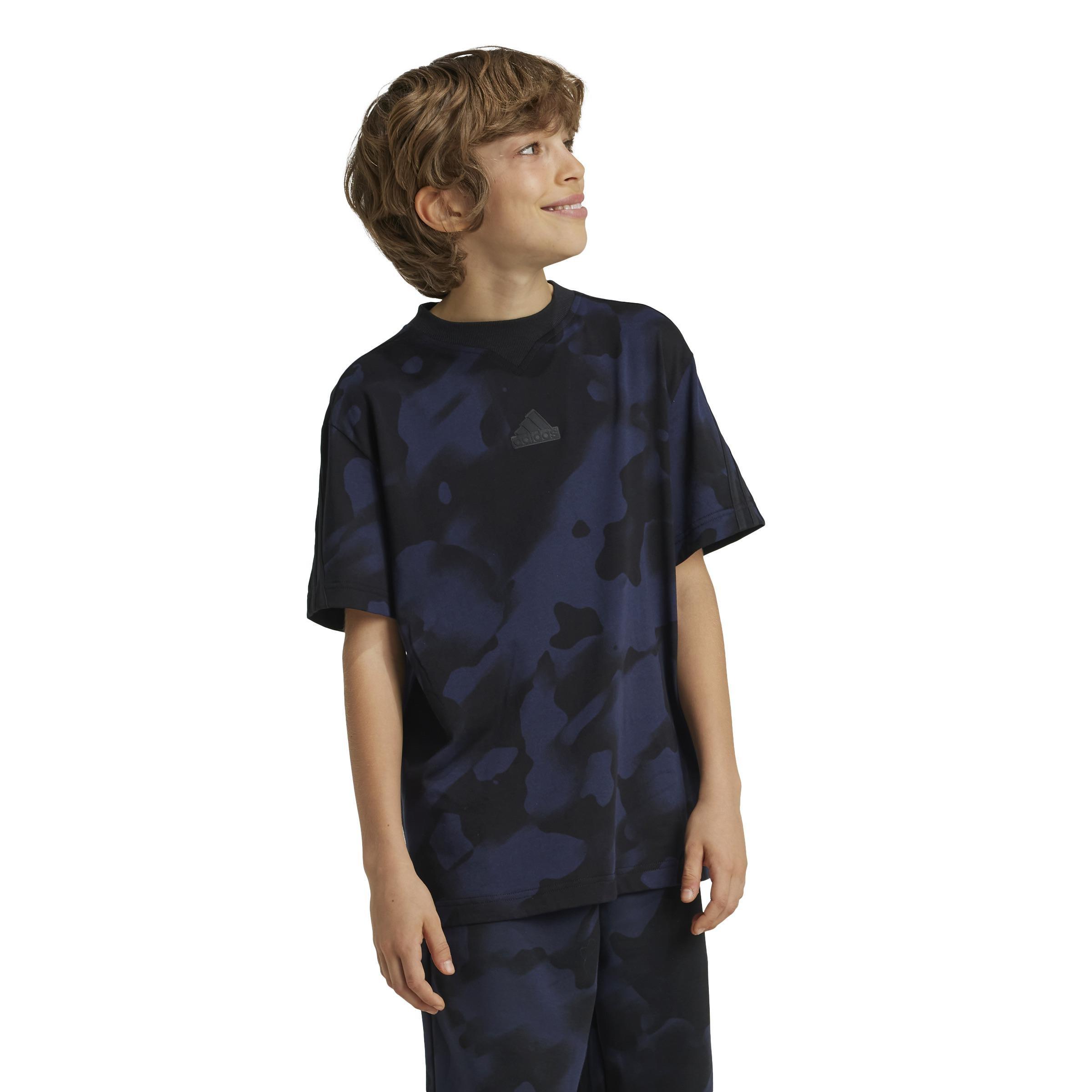 Unisex Kids Future Icons Camo Printed T-Shirt, Black, A901_ONE, large image number 7