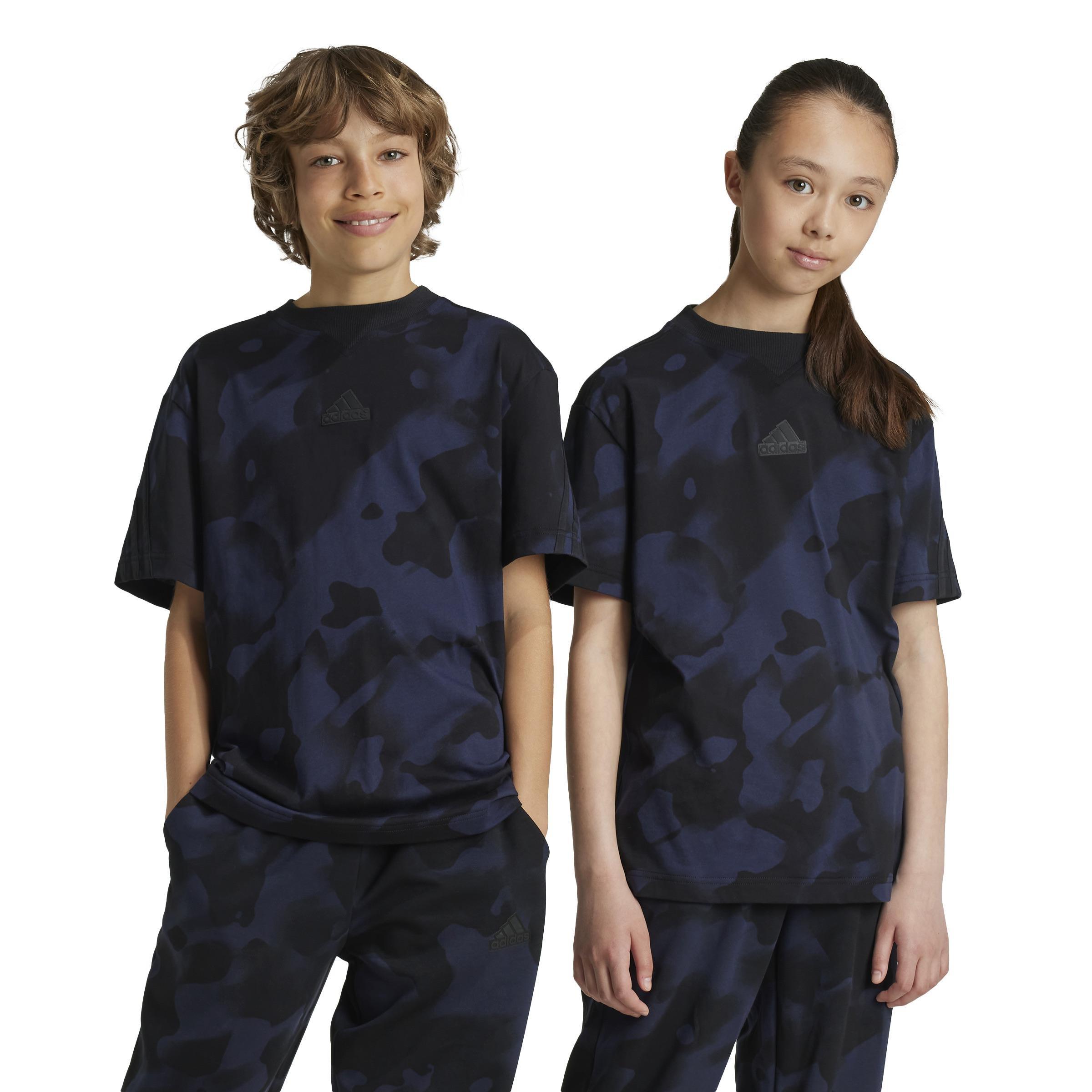 Unisex Kids Future Icons Camo Printed T-Shirt, Black, A901_ONE, large image number 8