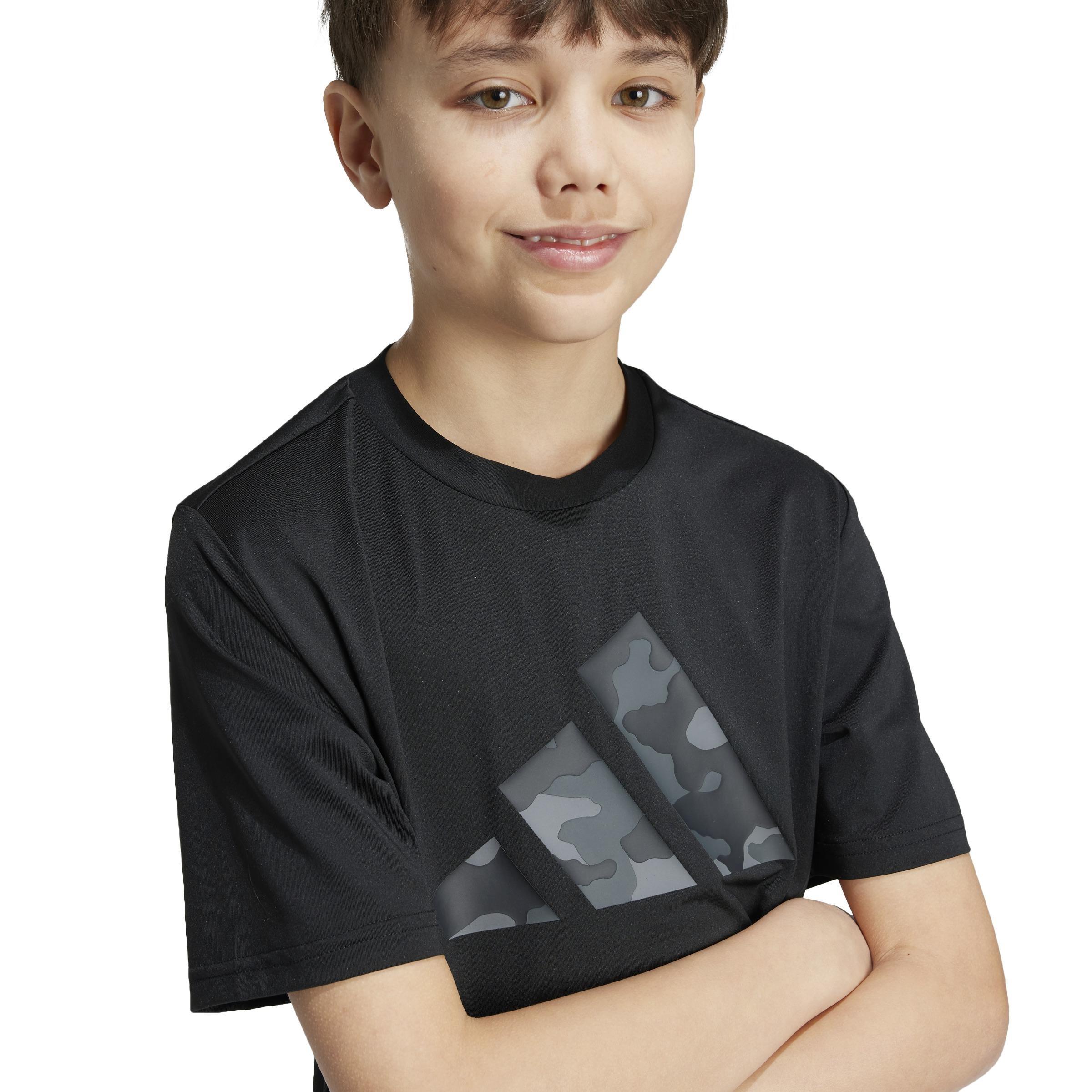 Unisex Kids Train Essentials Seasonal Print T-Shirt, Black, A901_ONE, large image number 3