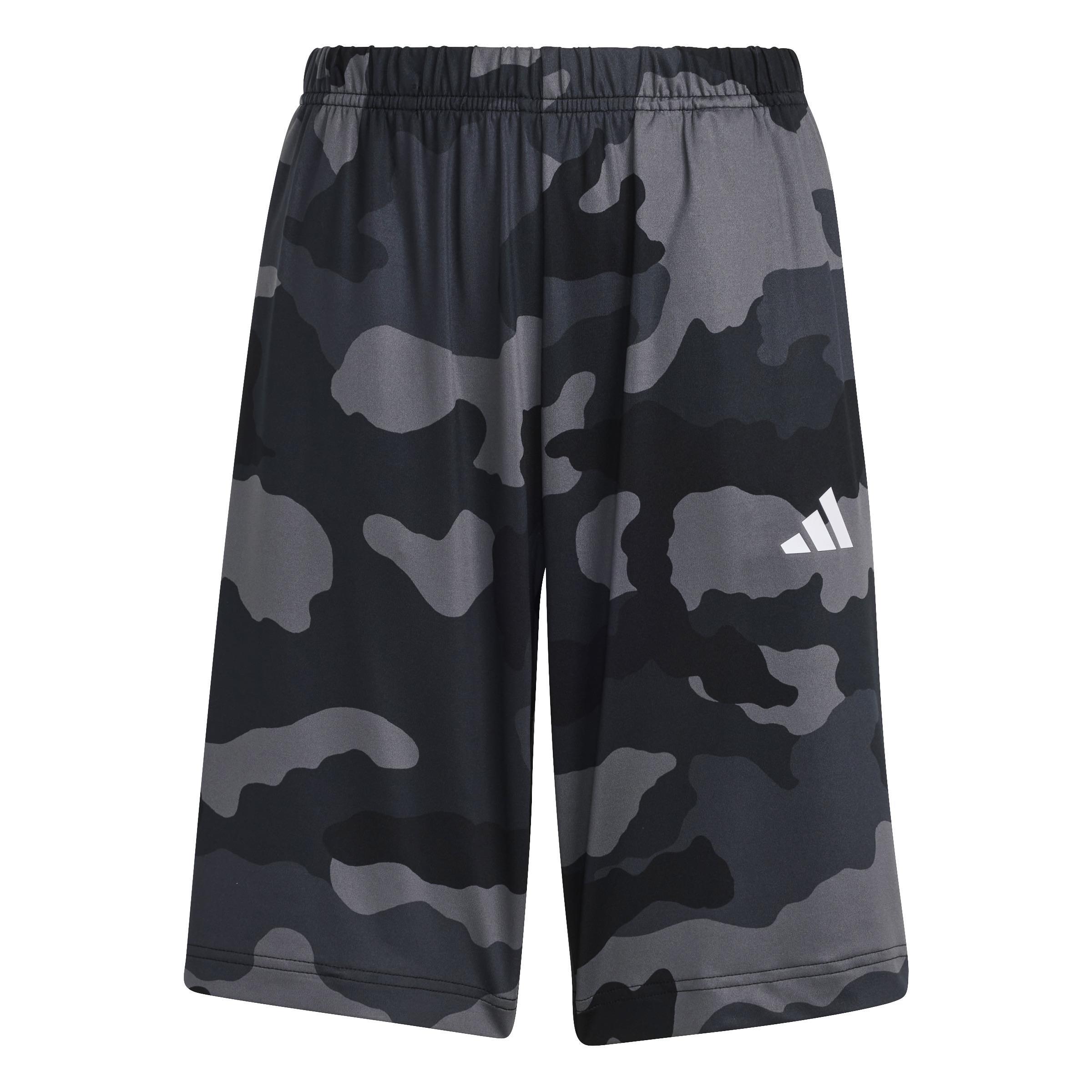 Unisex Kids Train Essentials Seasonal Print Shorts, Black, , large image number 1