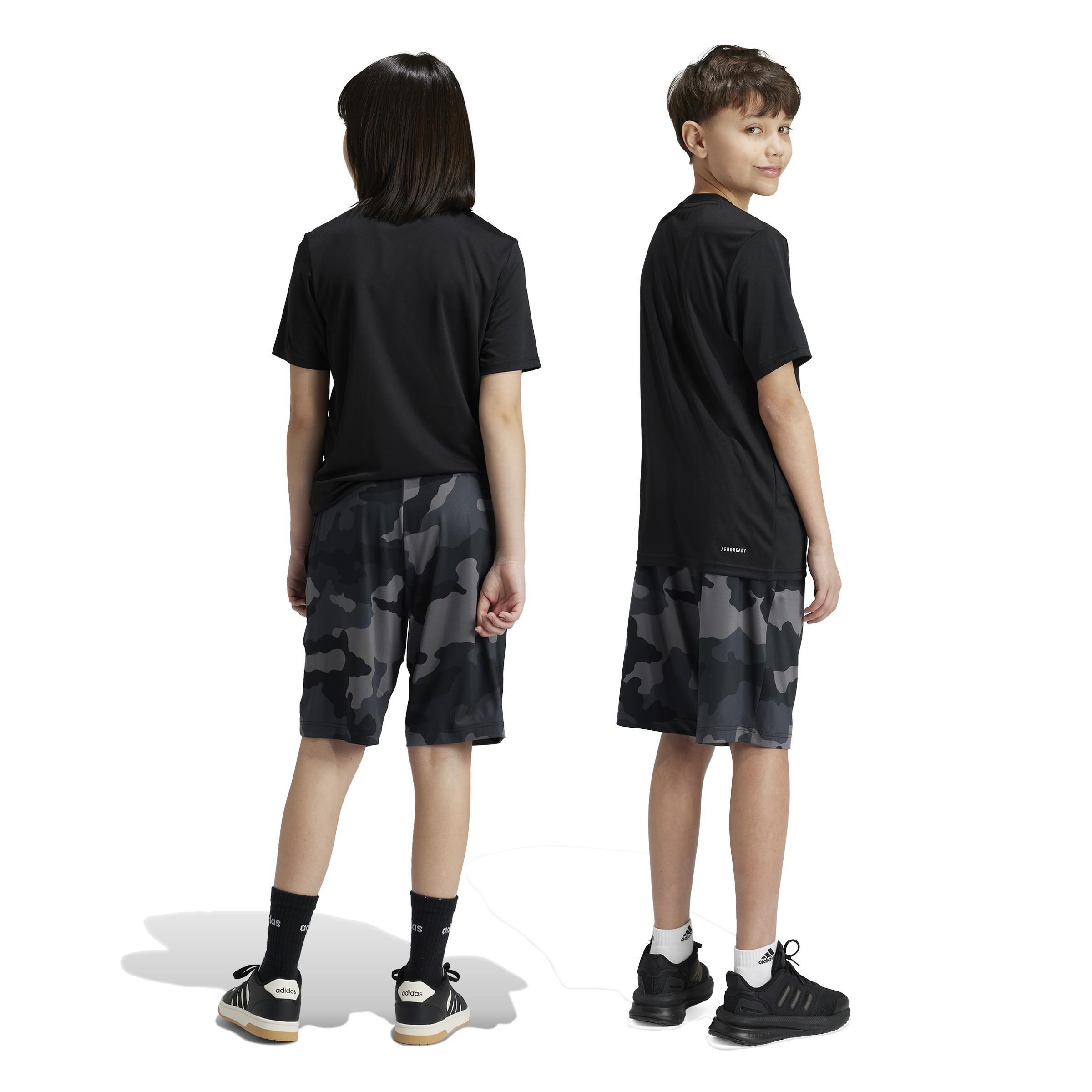 Unisex Kids Train Essentials Seasonal Print Shorts, Black, , large image number 2