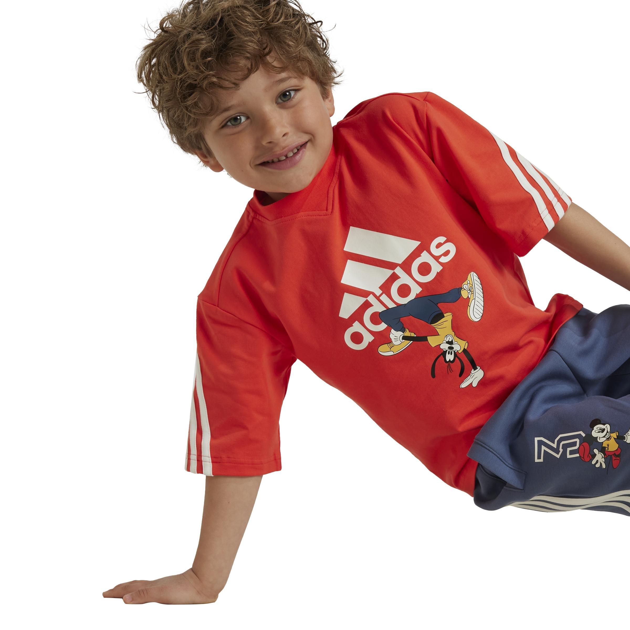 Unisex Kids adidas Disney Mickey Mouse T-Shirt, Red, A901_ONE, large image number 3