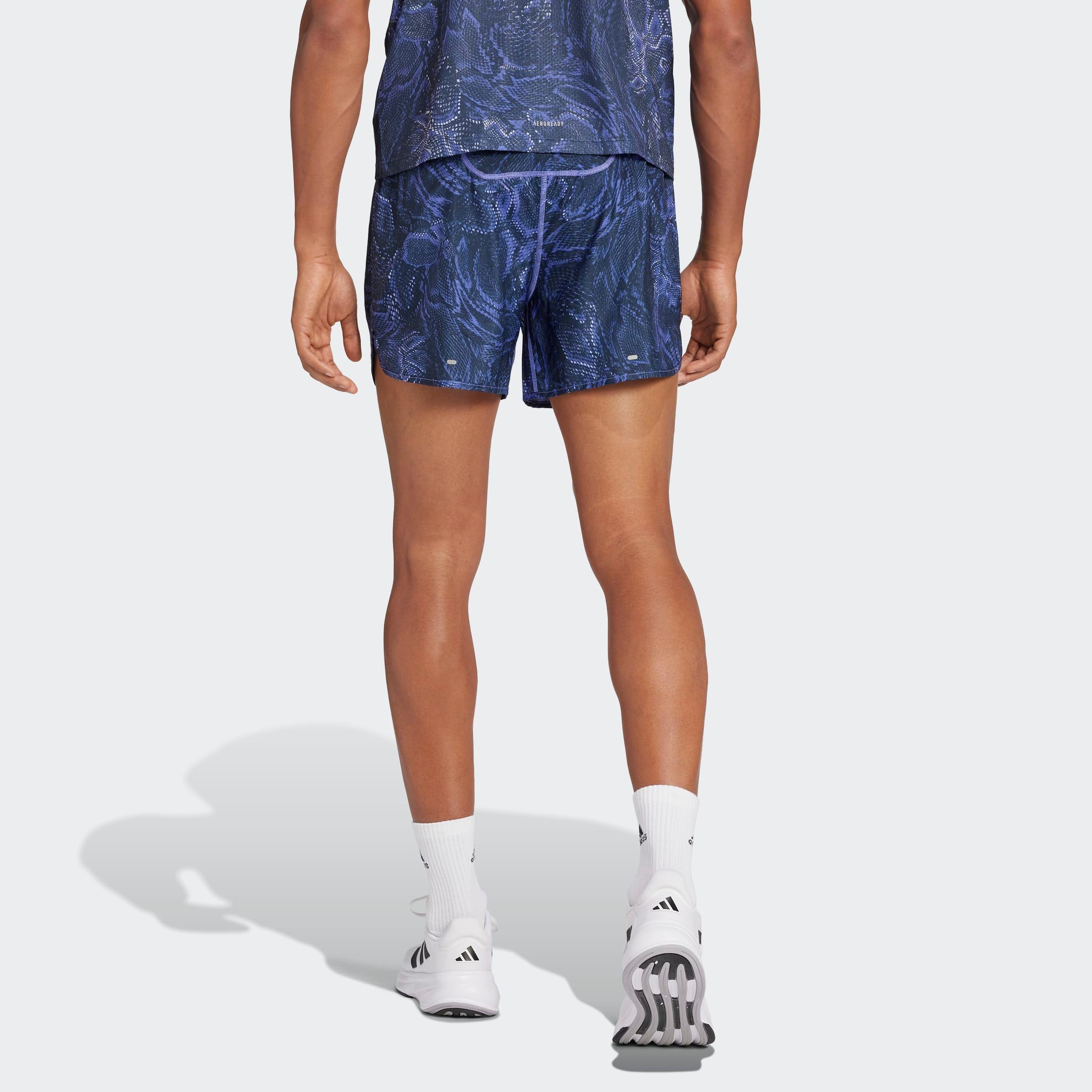 Own the Run Excite Allover Print AEROREADY Shorts, Blue, A901_ONE, large image number 3