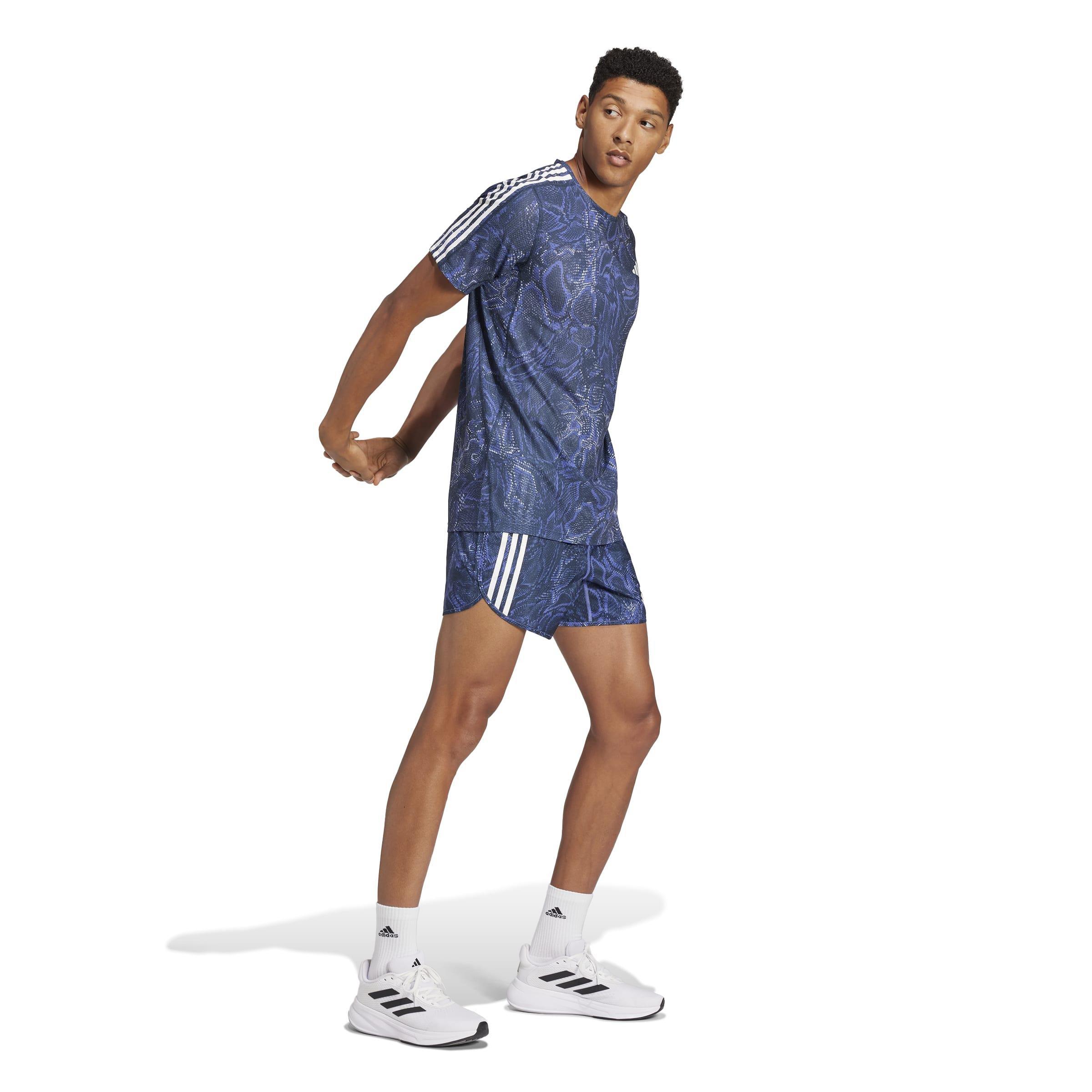 Own the Run Excite Allover Print AEROREADY Shorts, Blue, A901_ONE, large image number 6