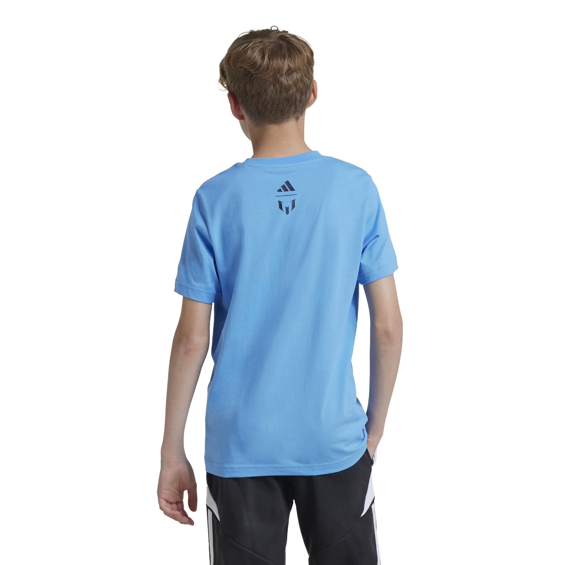 Kids Messi Football Graphic T-Shirt, Blue, A901_ONE, medium