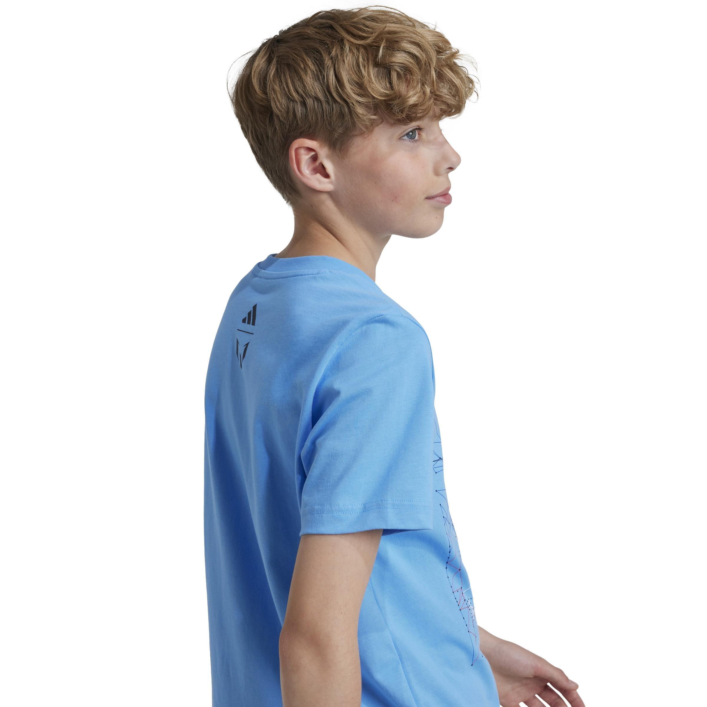 Kids Messi Football Graphic T-Shirt, Blue, A901_ONE, large image number 3