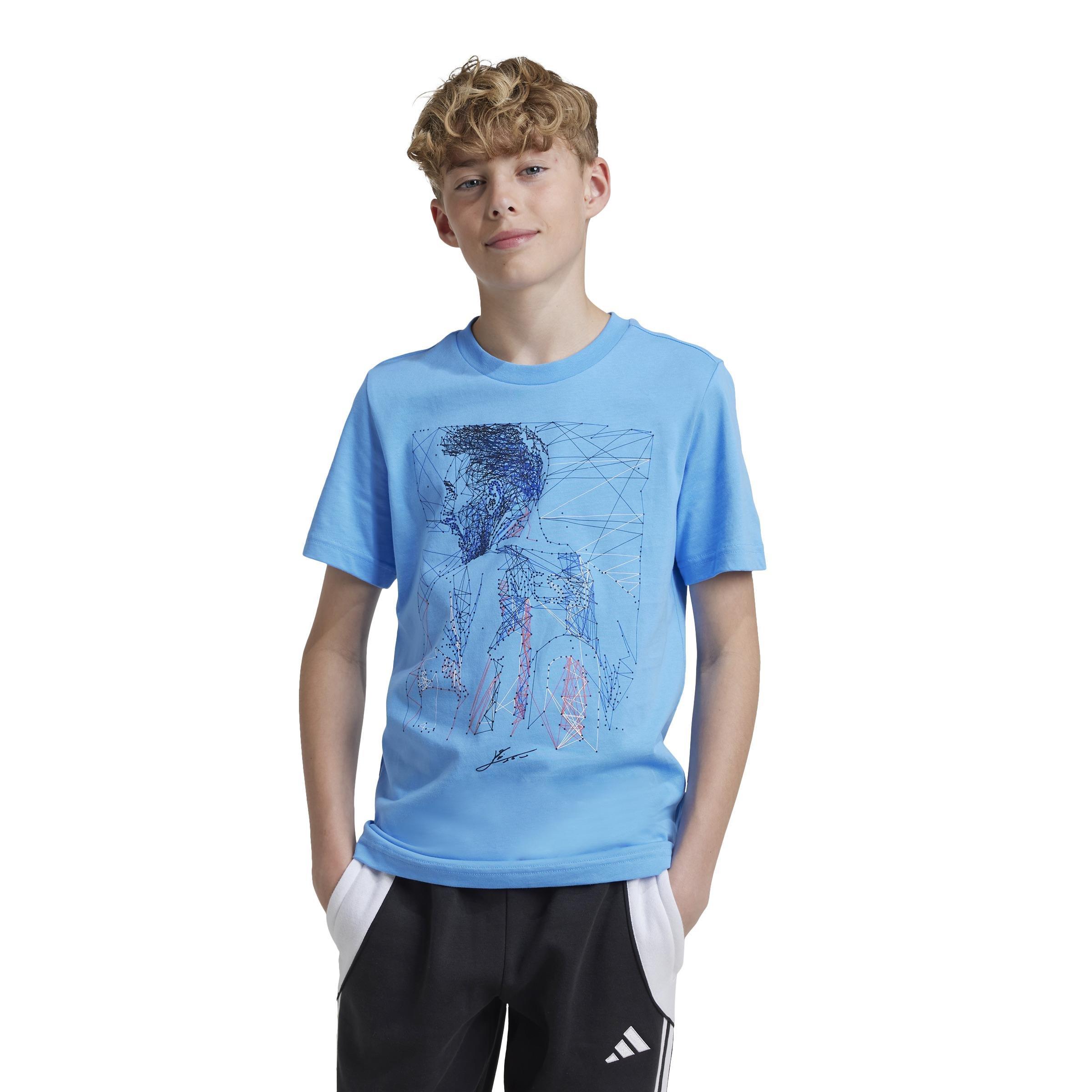 Kids Messi Football Graphic T-Shirt, Blue, A901_ONE, large image number 4