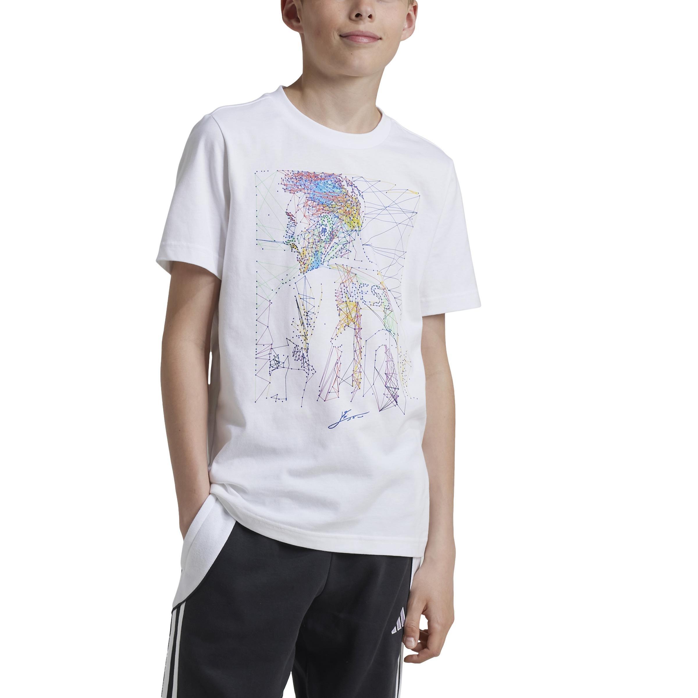 Kids Messi Football Graphic T-Shirt, White, A901_ONE, large image number 2