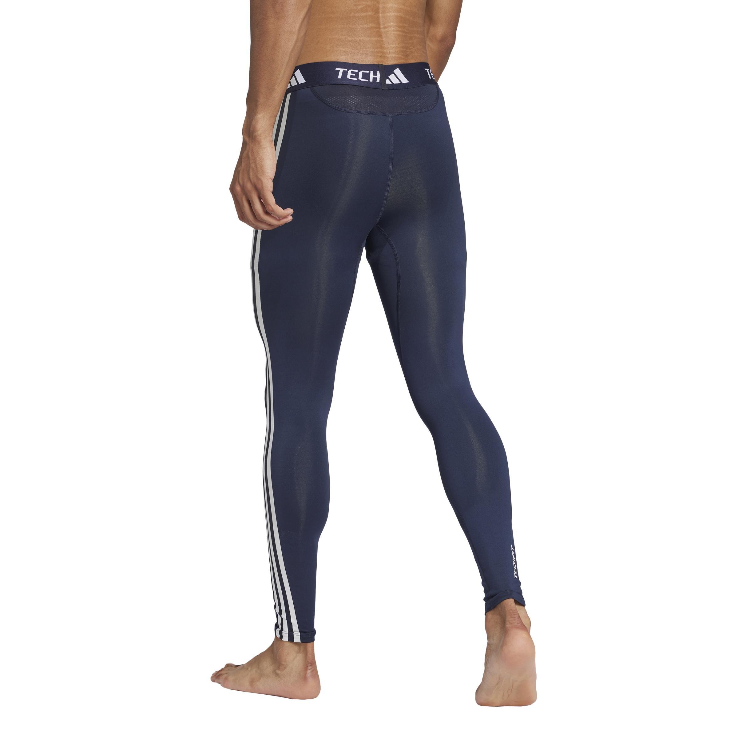 TECHFIT Compression Training 3-Stripes Long Tights, Blue, A901_ONE, medium