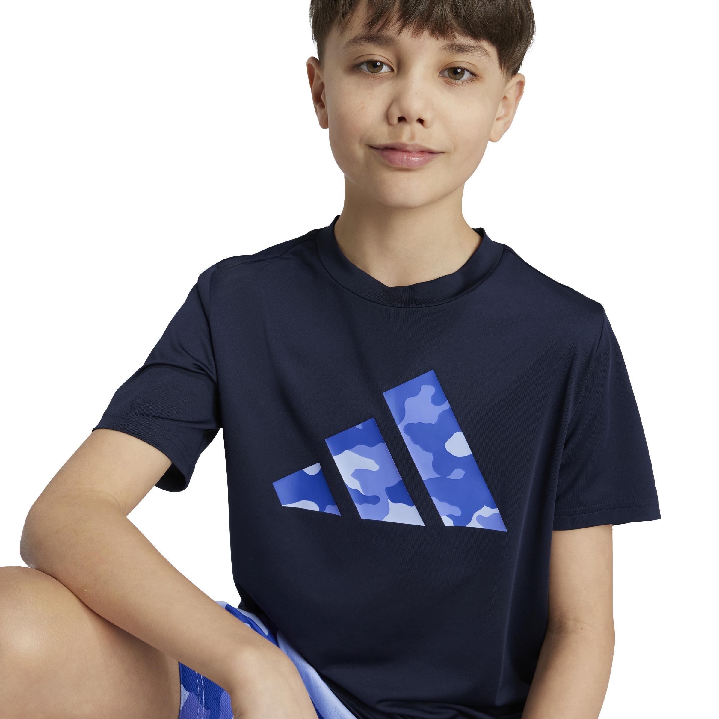 Kids Unisex Train Essentials Seasonal Print T-Shirt, Blue, A901_ONE, large image number 4